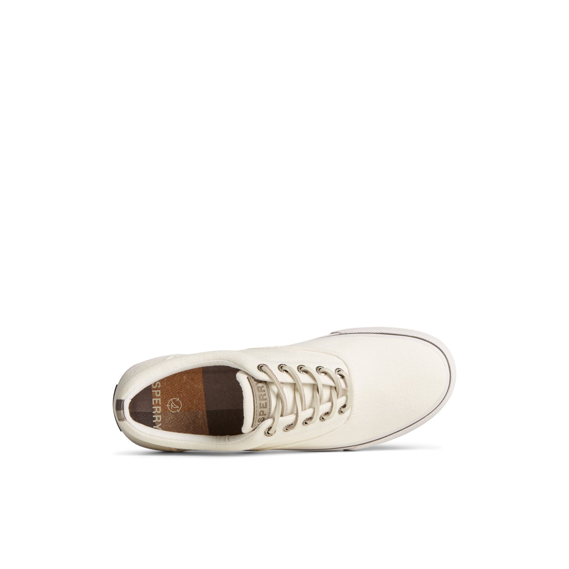 Top-down view of the White SeaCycled™ Striper II CVO Textile Sneaker