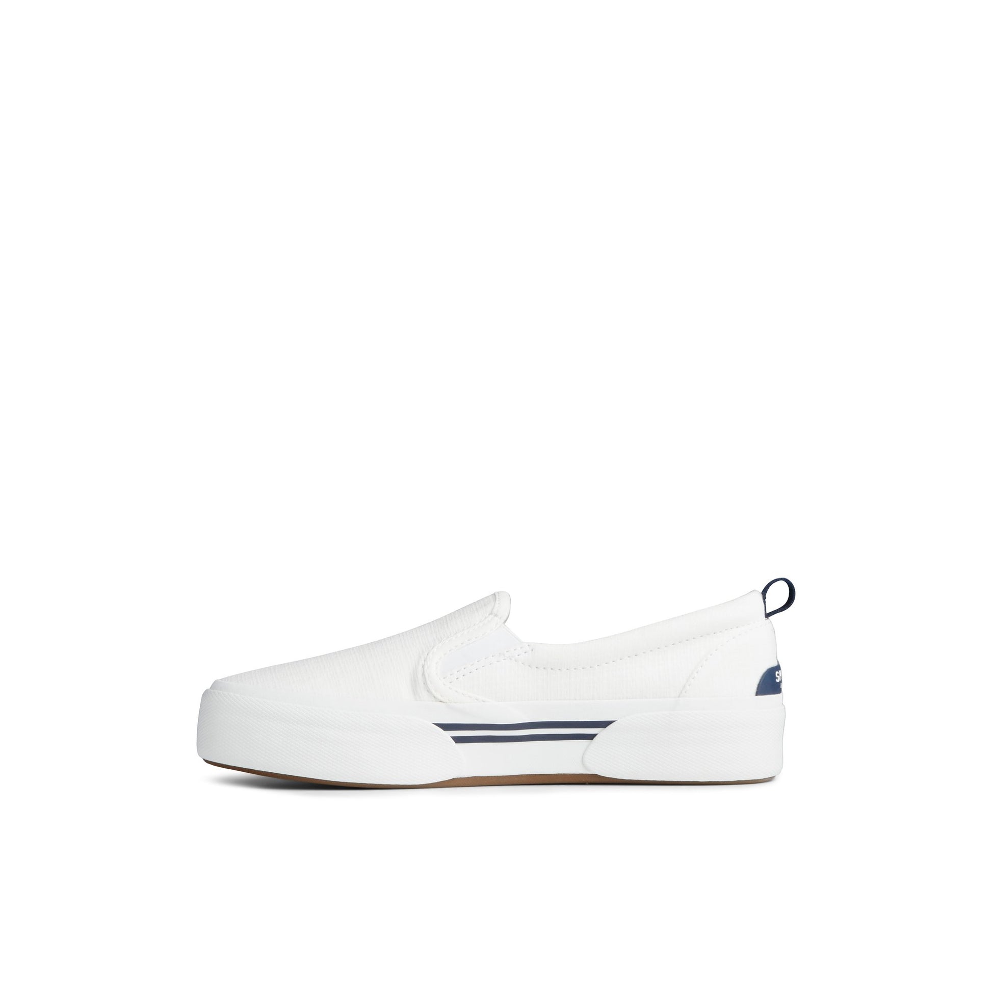 Side view of White Pier Wave Platform Slip On Sneaker