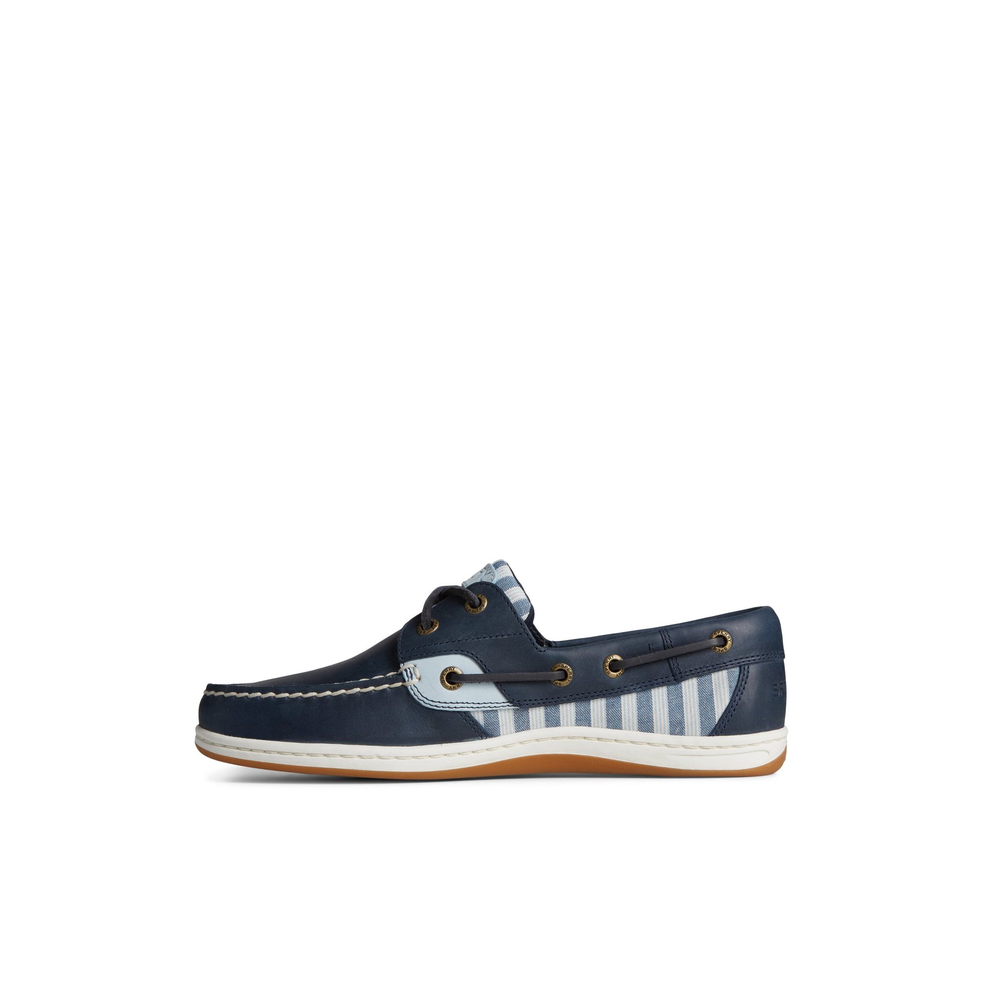 Side view of Navy Koifish Stripe Boat Shoe Boat Shoes