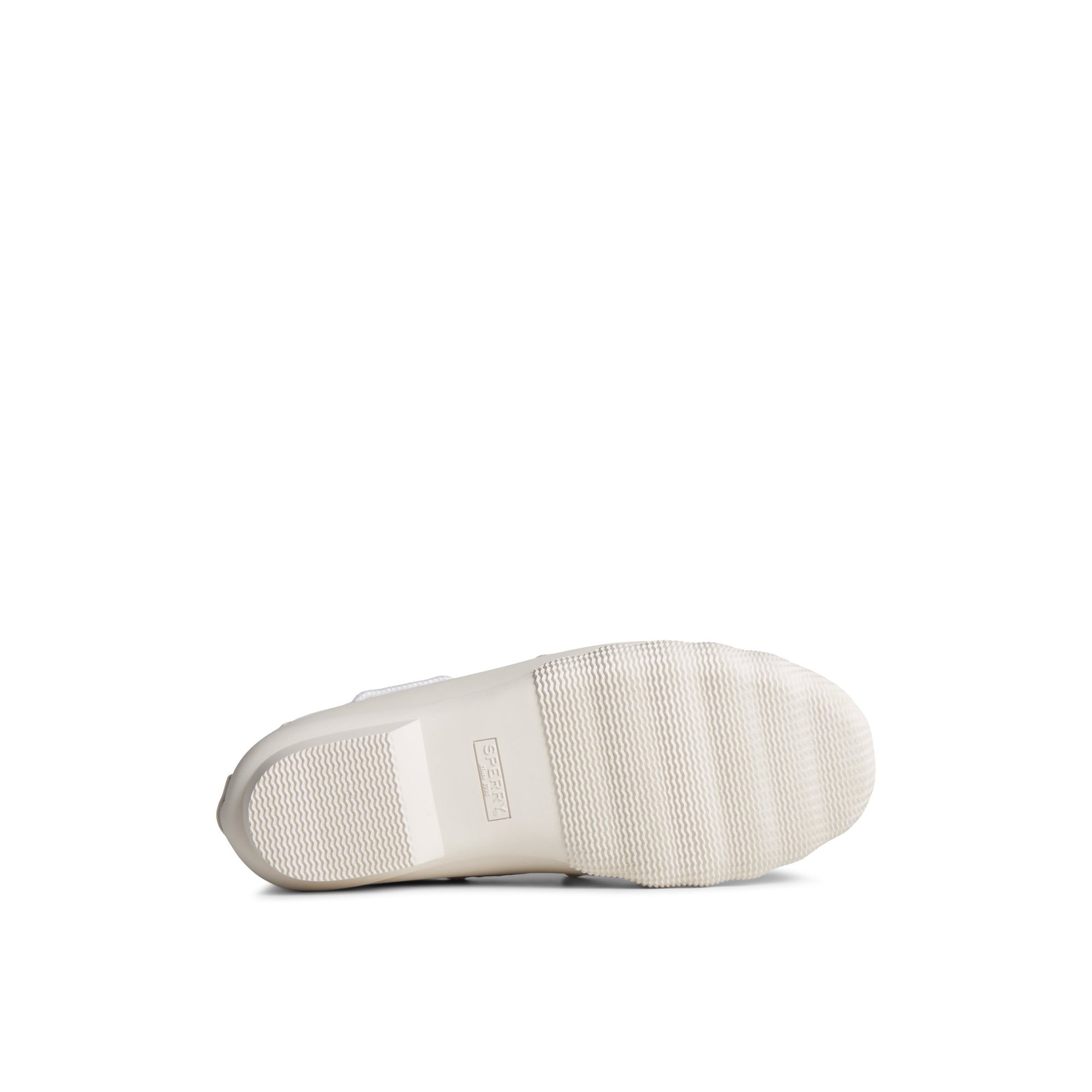 View of White Sperry x Malbon Saltwater™ 1-Eye Duck Boot Duck Boots's sole