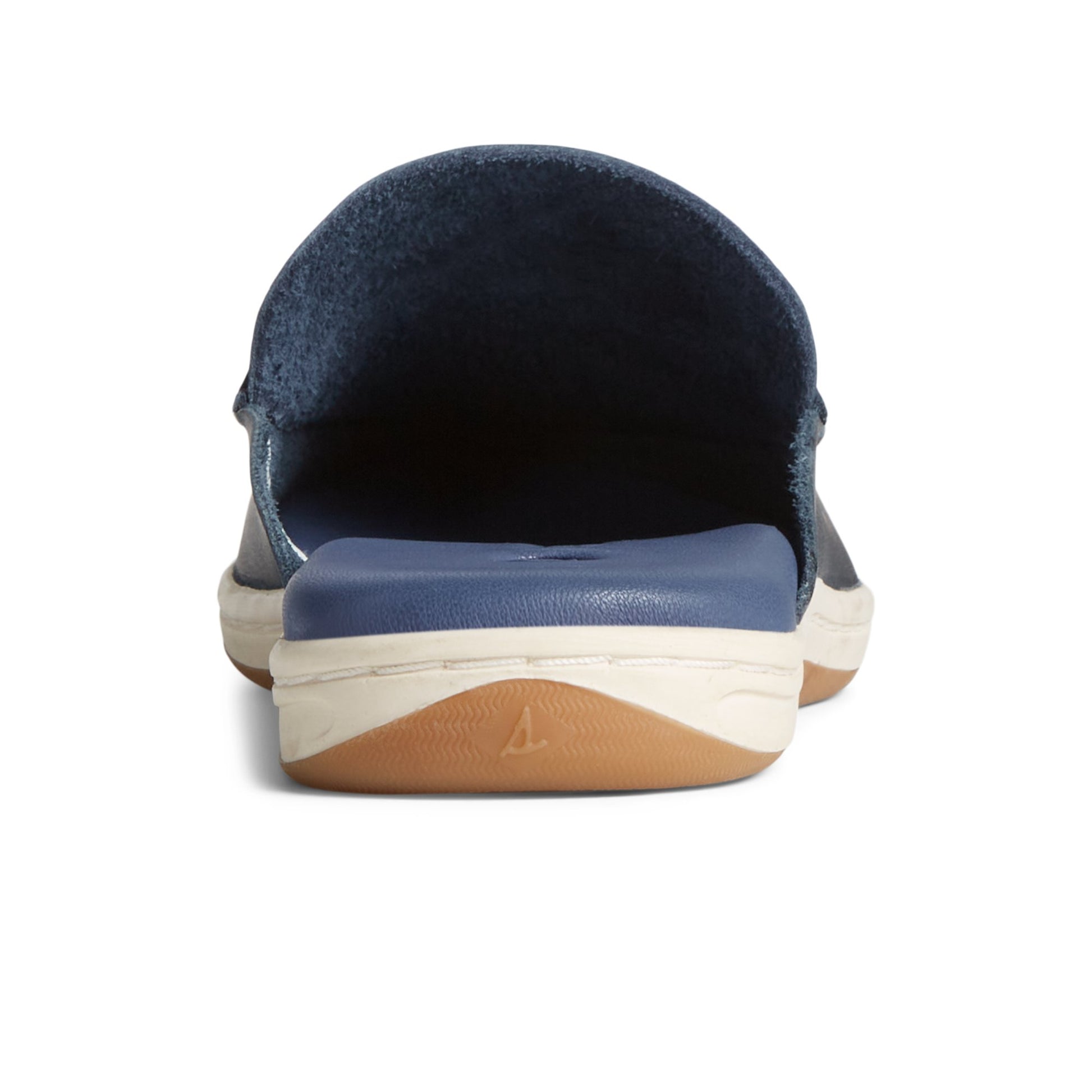 Close-up of the Navy Mulefish Leather Boat Shoe