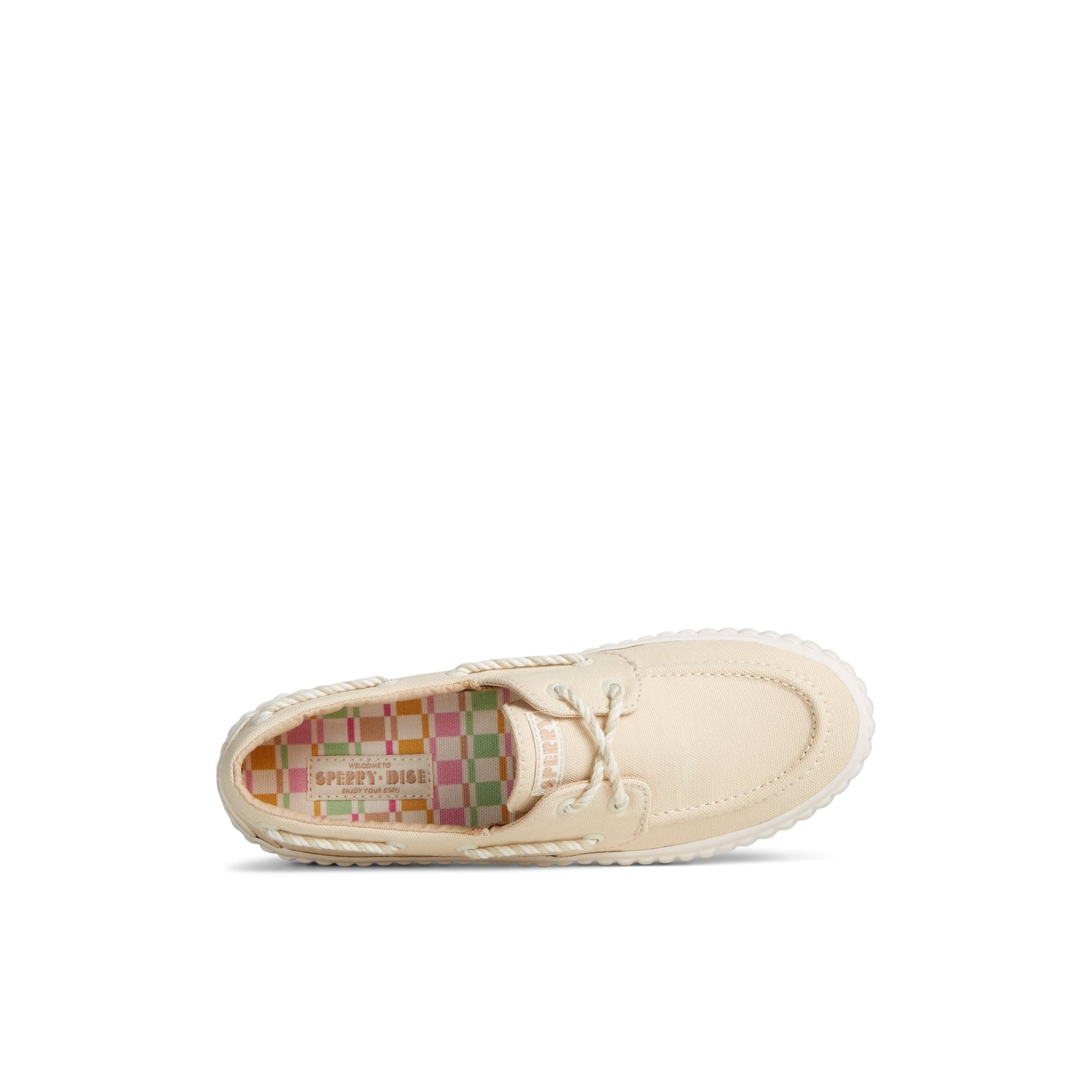 Top-down view of the Bone Pierwavepres_ww Boat Shoes