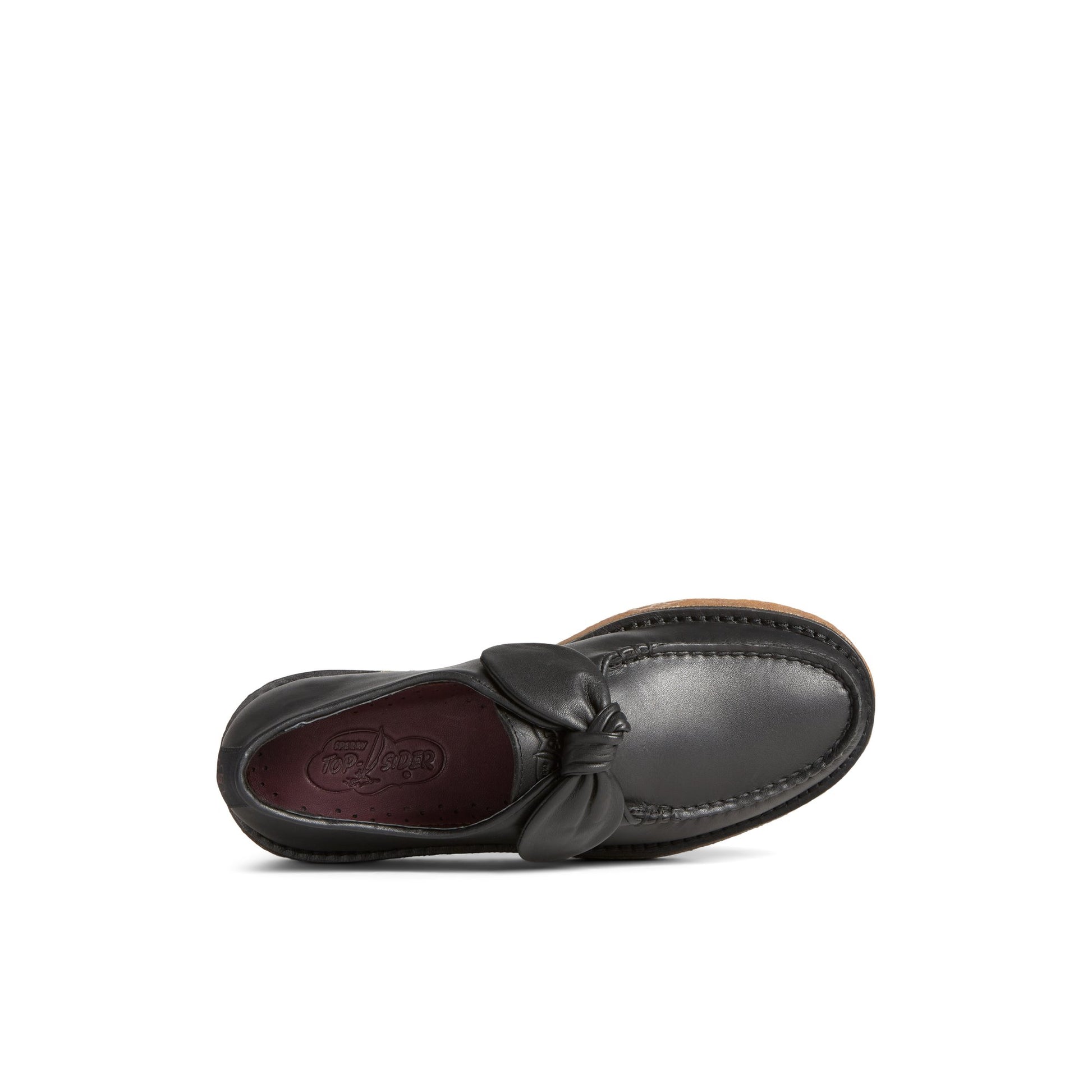 Top-down view of the Black Captain's Crepe Bow Oxford Captain's Bow Loafer