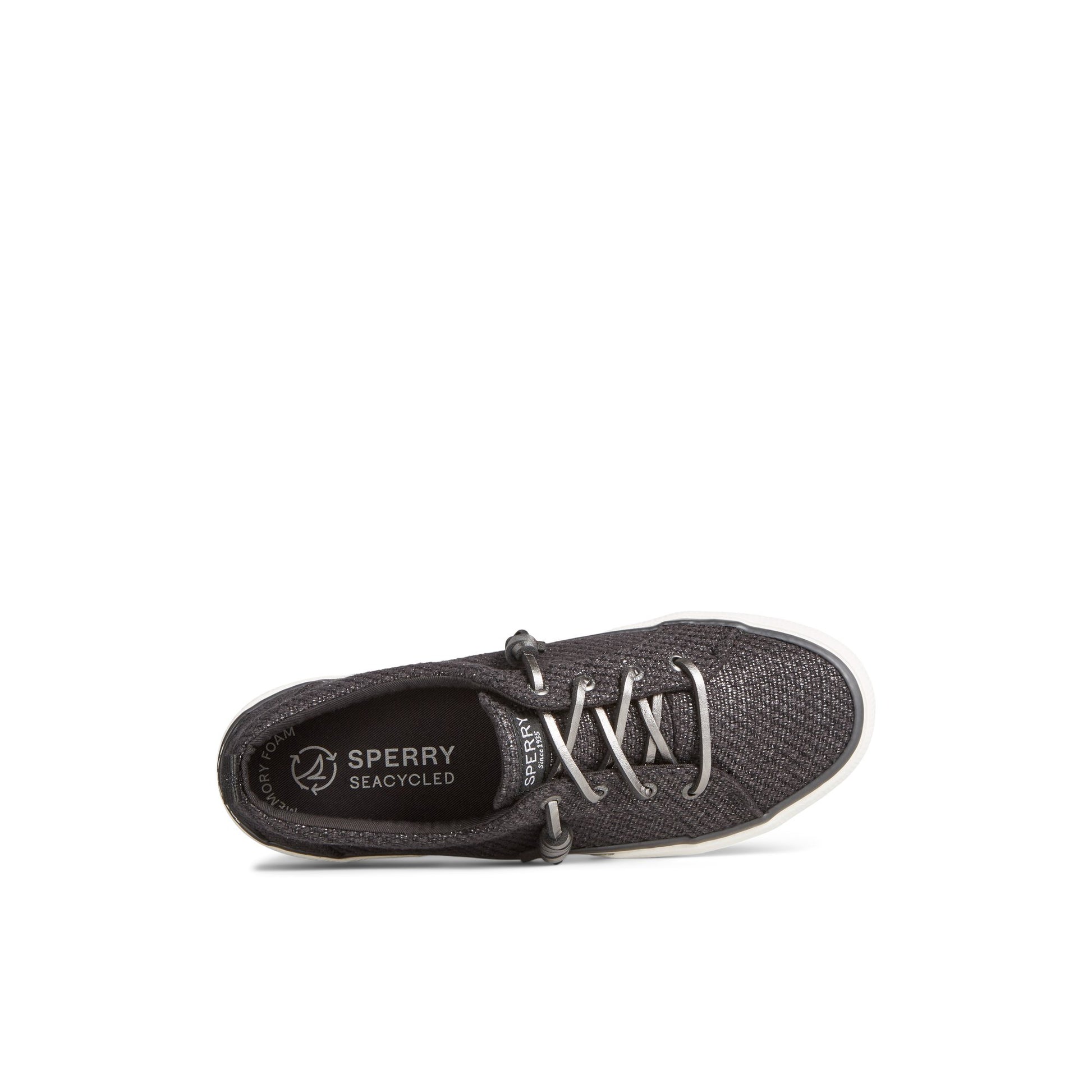 Top-down view of the Black Pier Wave Lace to Toe Sneaker