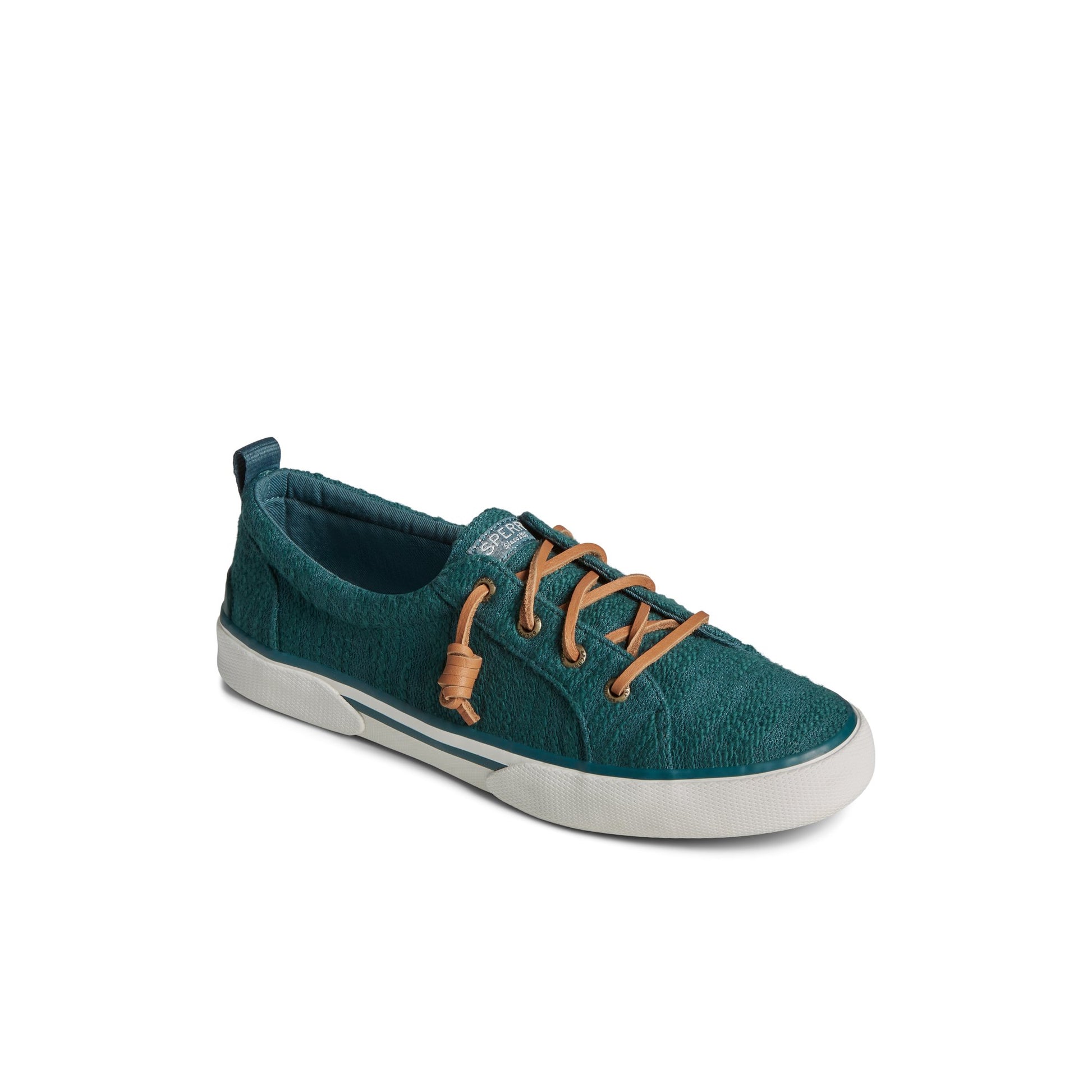 Three-quarter angle of Dark Green Pier Wave Lace Up Sneaker 's front side
