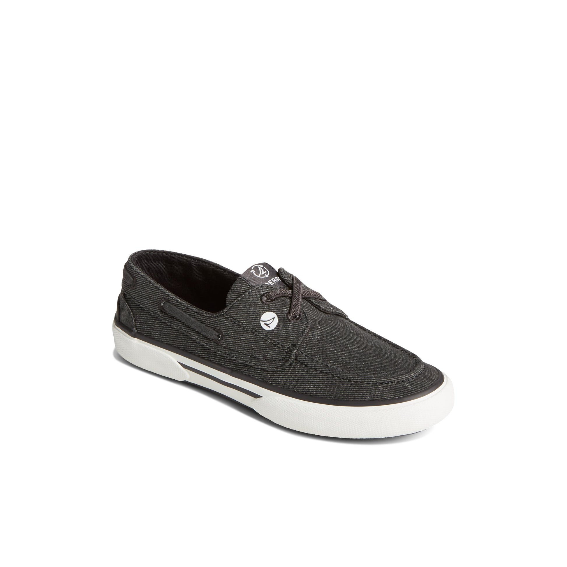 Three-quarter angle of Black Pierwave Boat Shoe Boat Shoes's front side