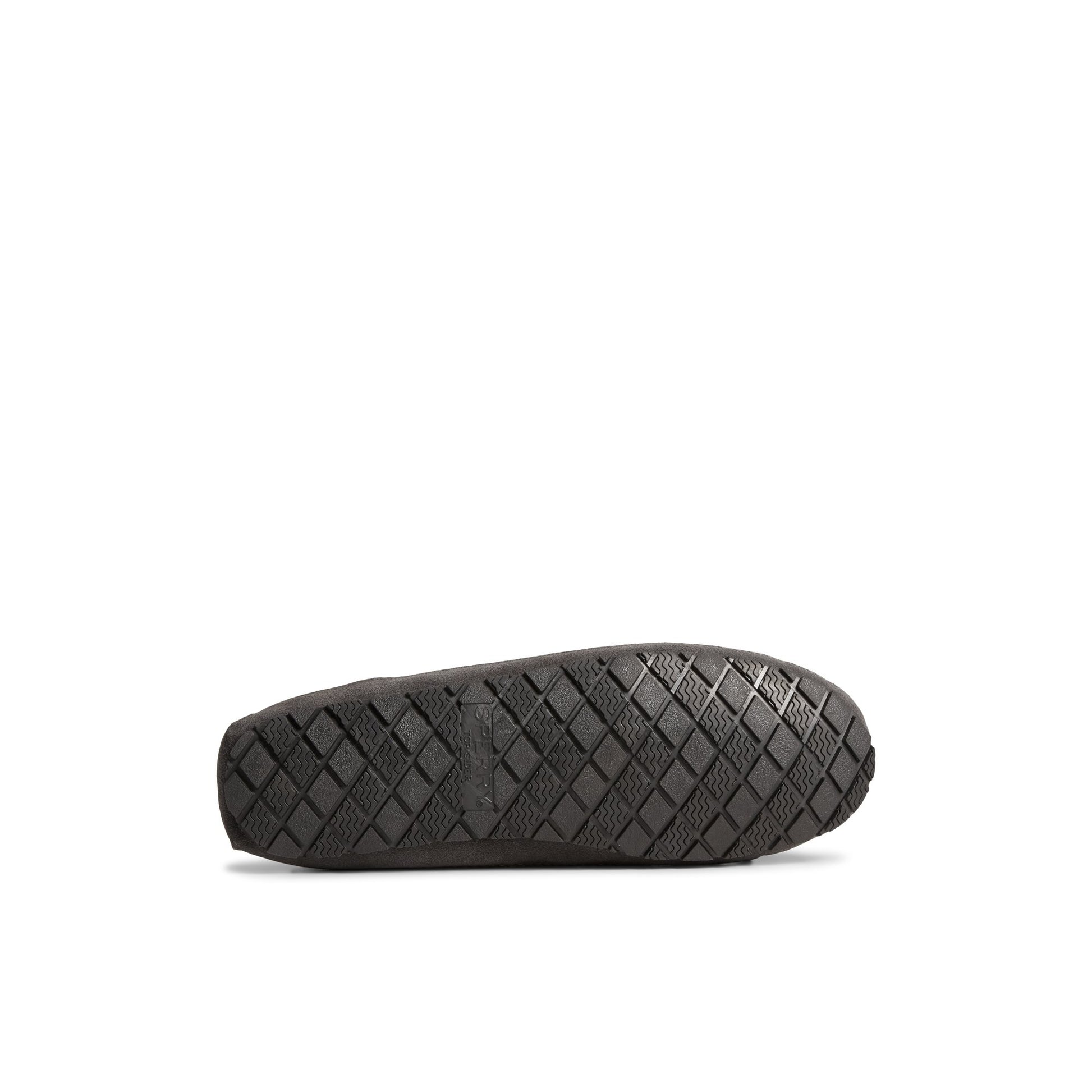 View of Dark Grey Brandon 1-Eye Moccasin Slipper Moccasin Slipper's sole