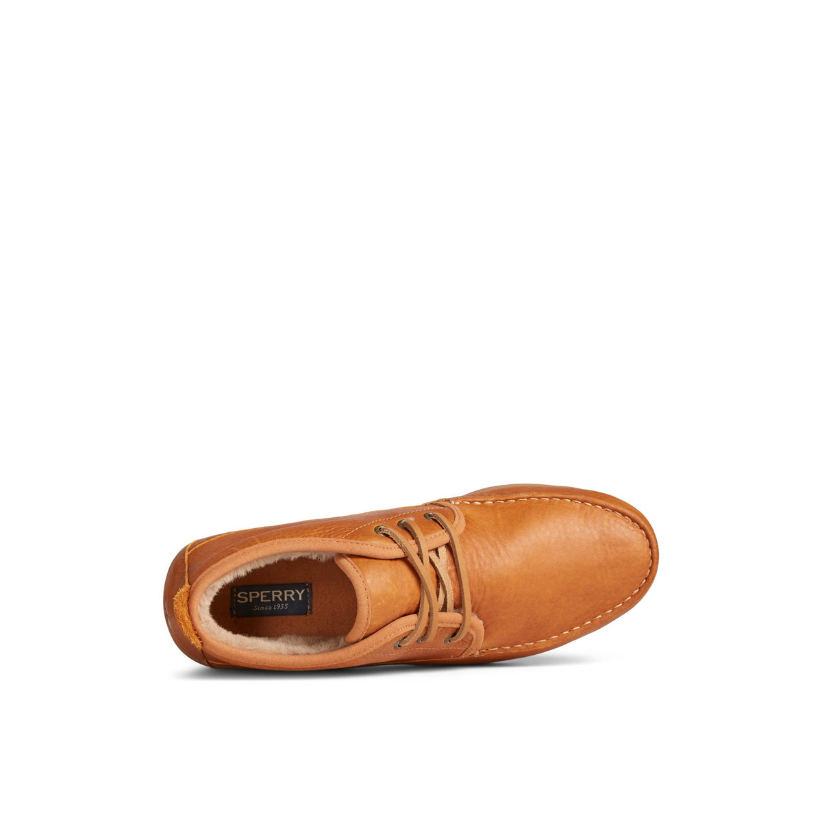 Top-down view of the Medium Beige Moc-Sider Chukka Moccasin Chukka