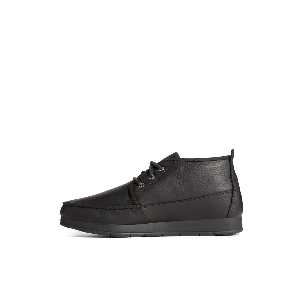 Side view of Black Moc-Sider Chukka Moccasin Chukka