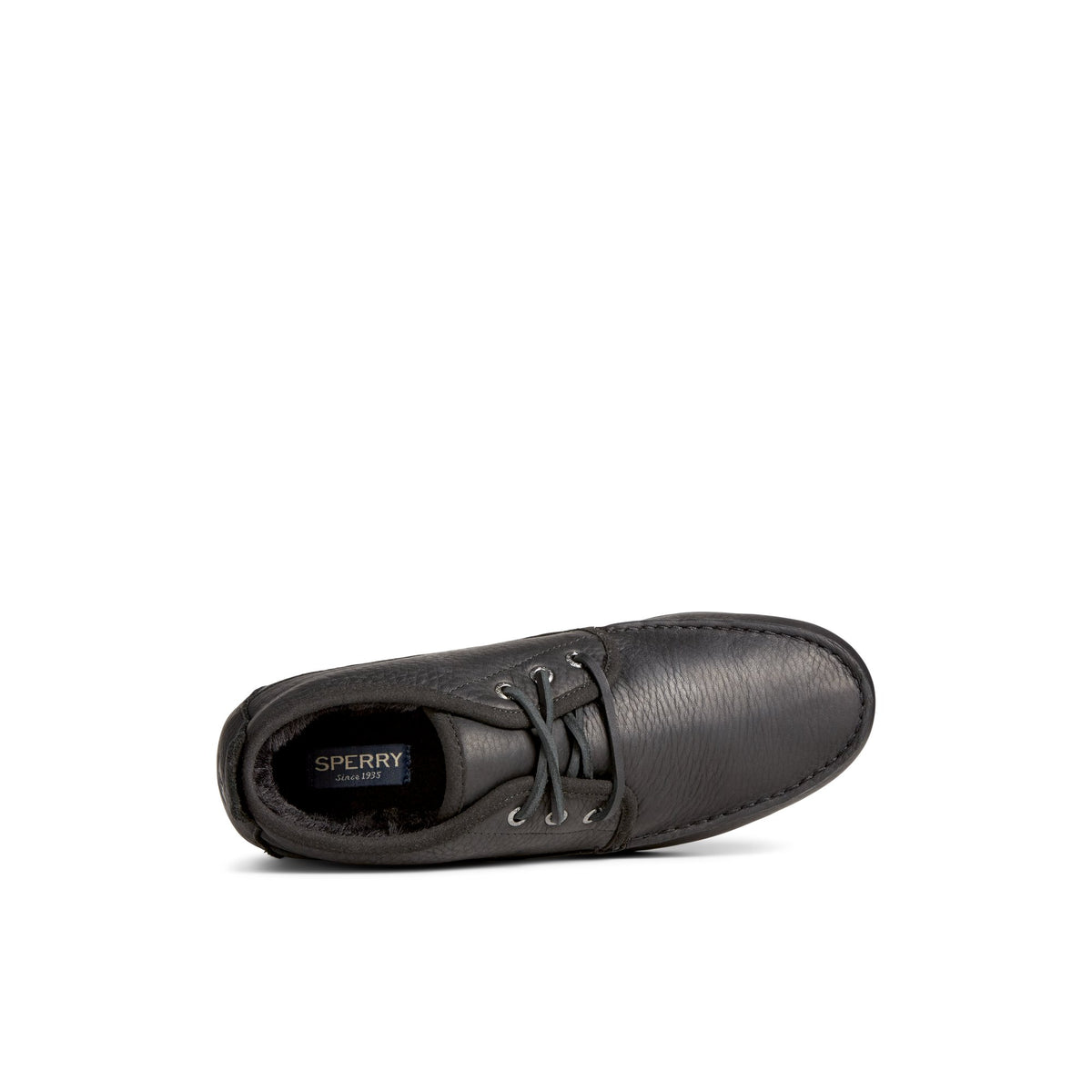 Top-down view of the Black Moc-Sider Chukka Moccasin Chukka