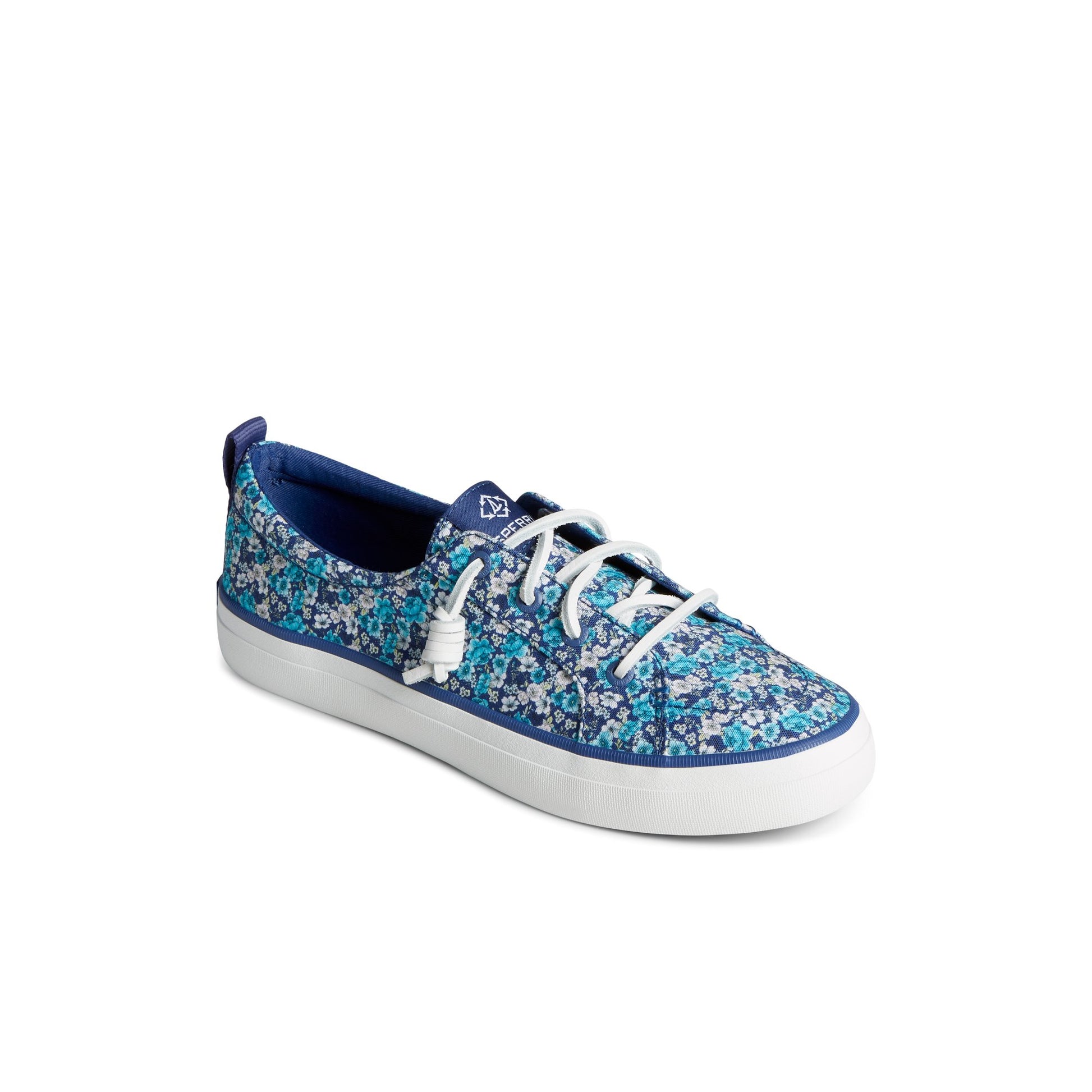 Three-quarter angle of Navy Crest Vibe Floral Sneaker 's front side
