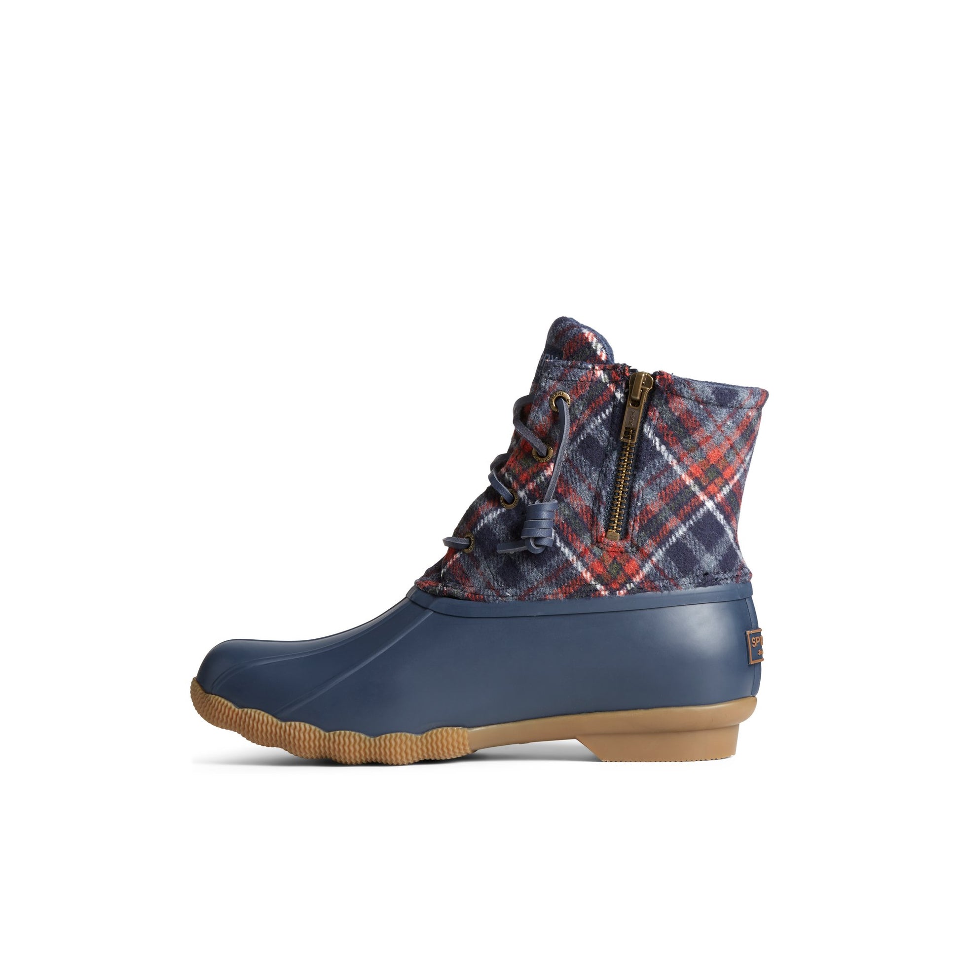 Side view of Navy Saltwater™ Plaid Wool Duck Boot Duck Boots
