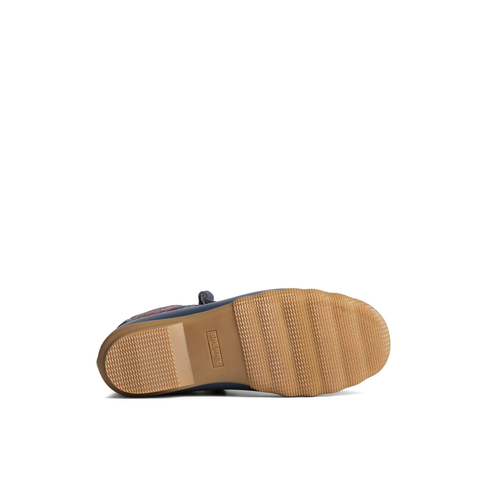 View of Navy Saltwater™ Plaid Wool Duck Boot Duck Boots's sole