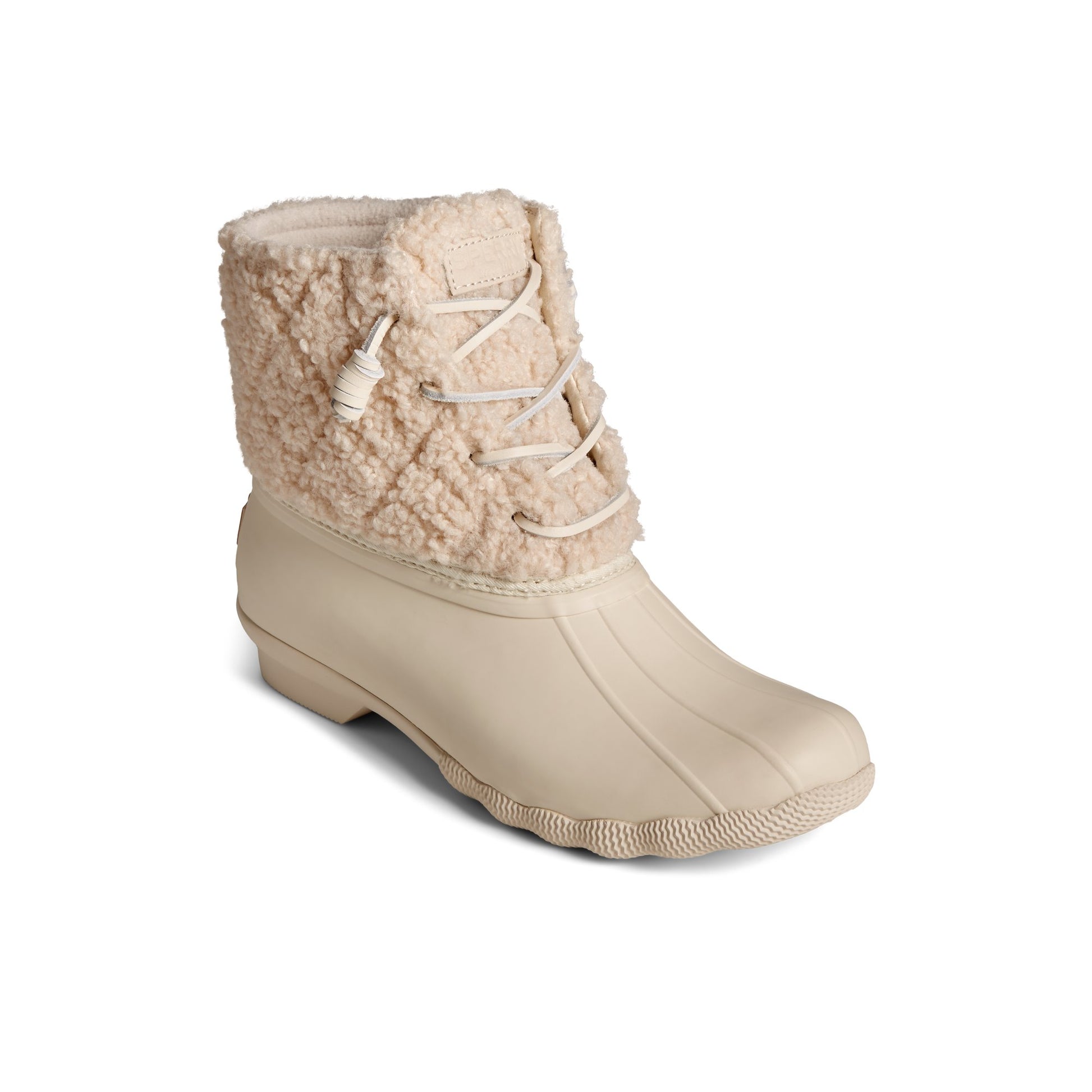 Three-quarter angle of White Saltwater™ Sherpa Duck Boot Duck Boots's front side