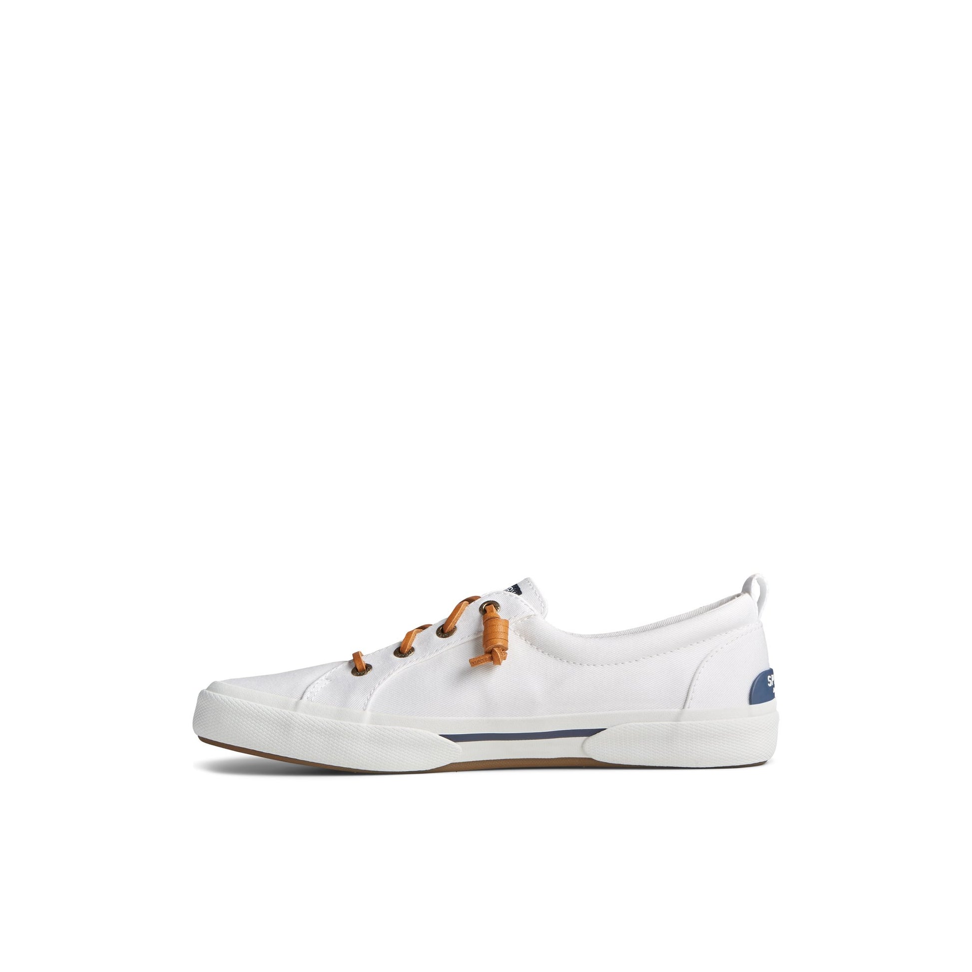 Side view of White Pier Wave Lace Up Sneaker Vulcanized Sneaker