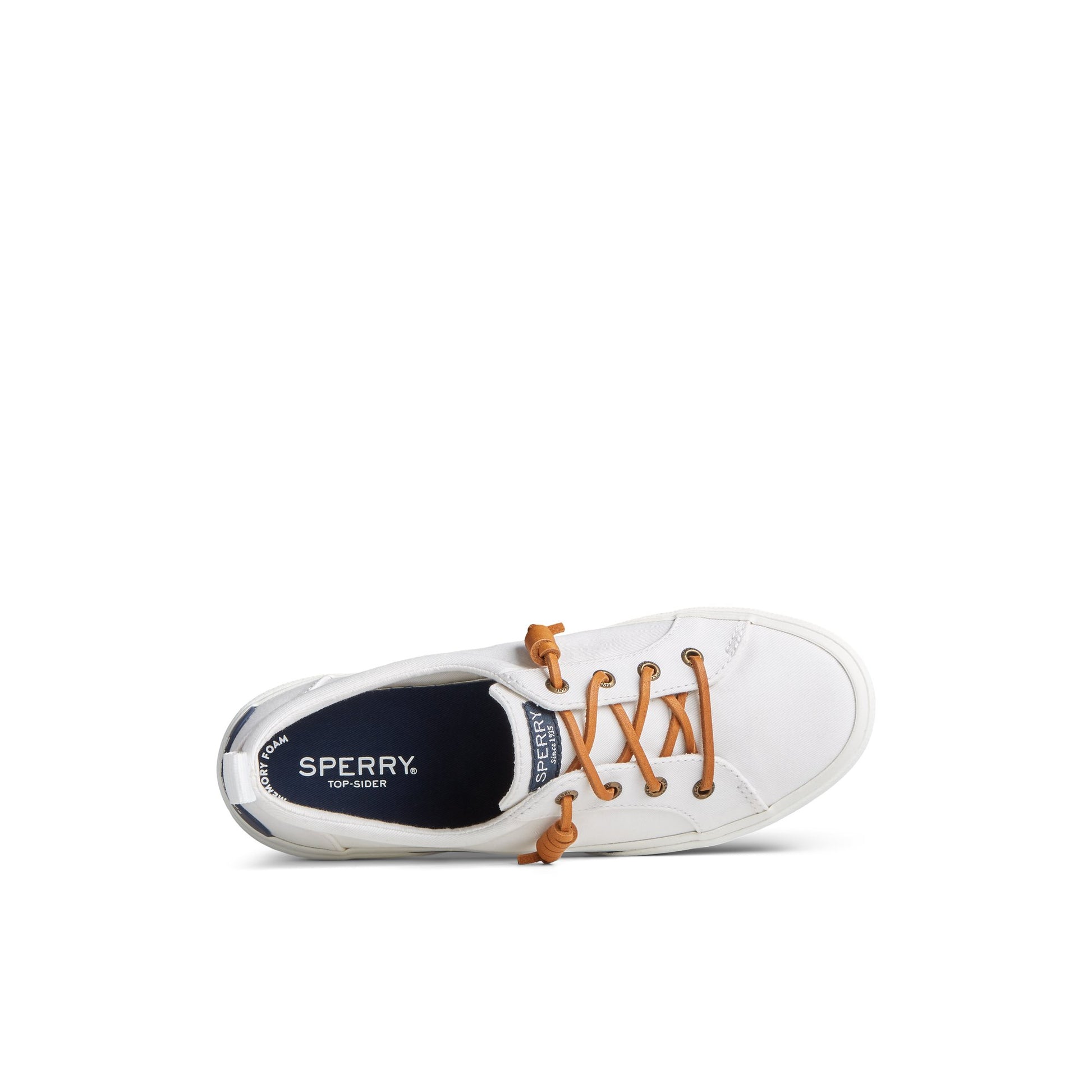 Top-down view of the White Pier Wave Lace Up Sneaker Vulcanized Sneaker
