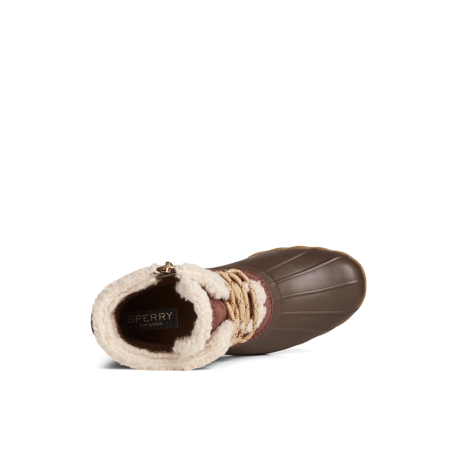 Top-down view of the Brown Saltwater Alpine Leather Duck Boot Duck Boots