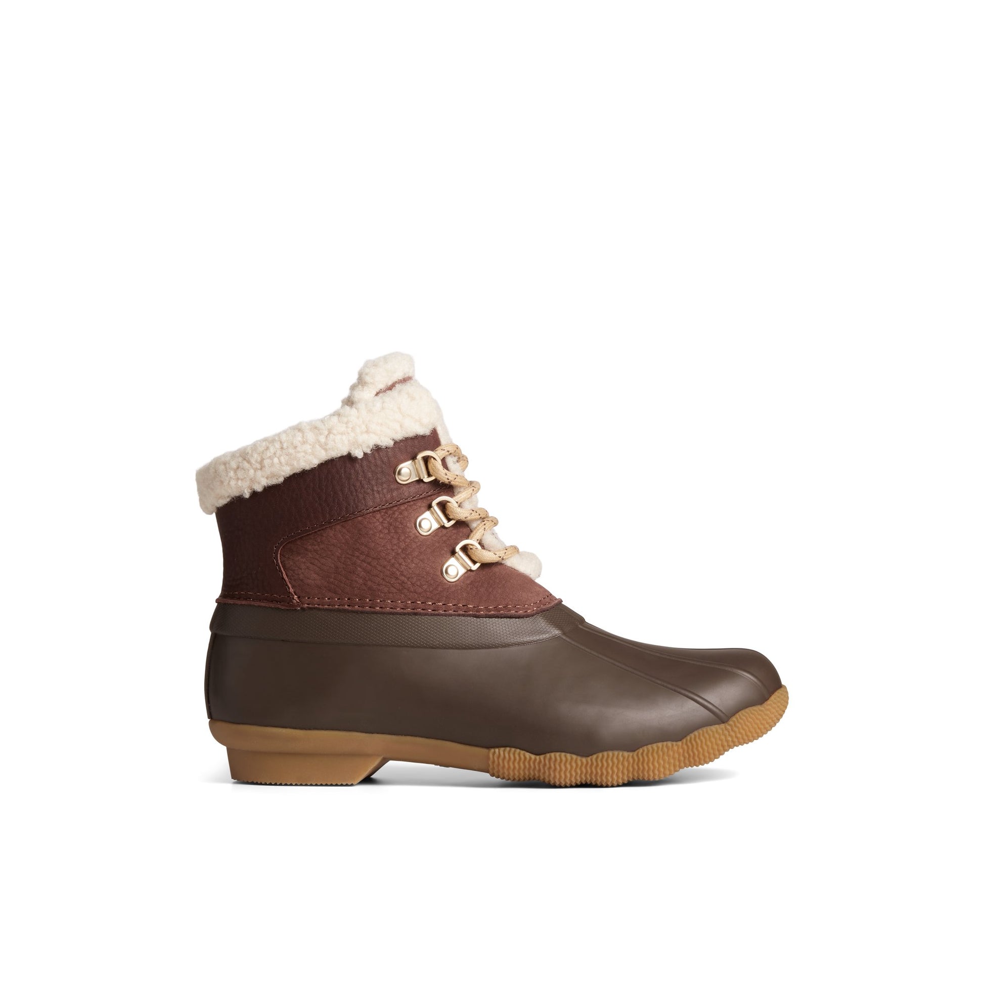 Main View of Brown Saltwater Alpine Leather Duck Boot Duck Boots for Womens