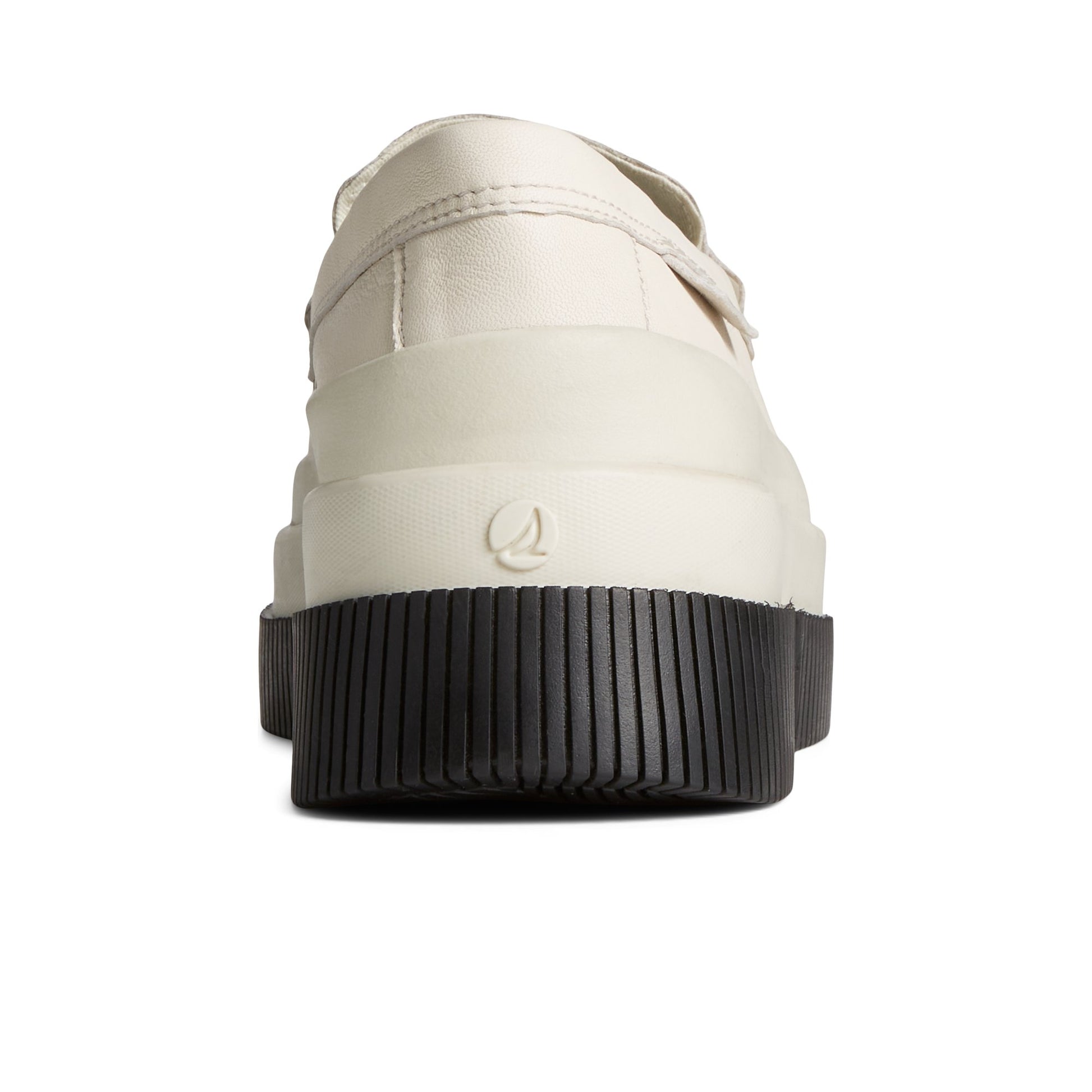 Close-up of the White Platform Leather Loafer