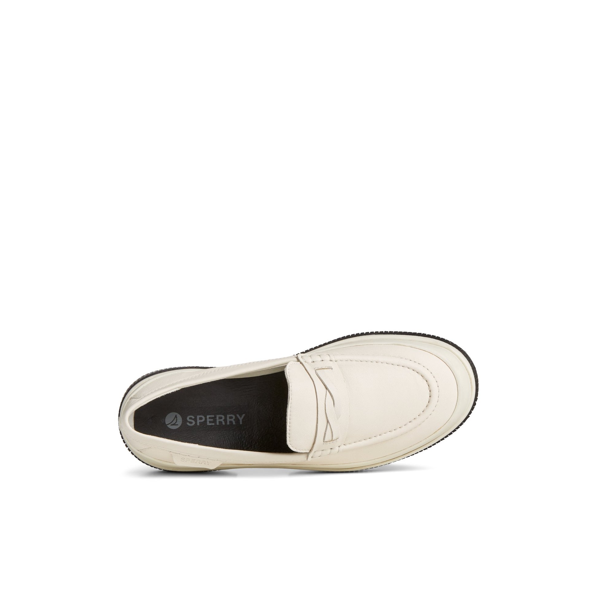 Top-down view of the White Platform Leather Loafer