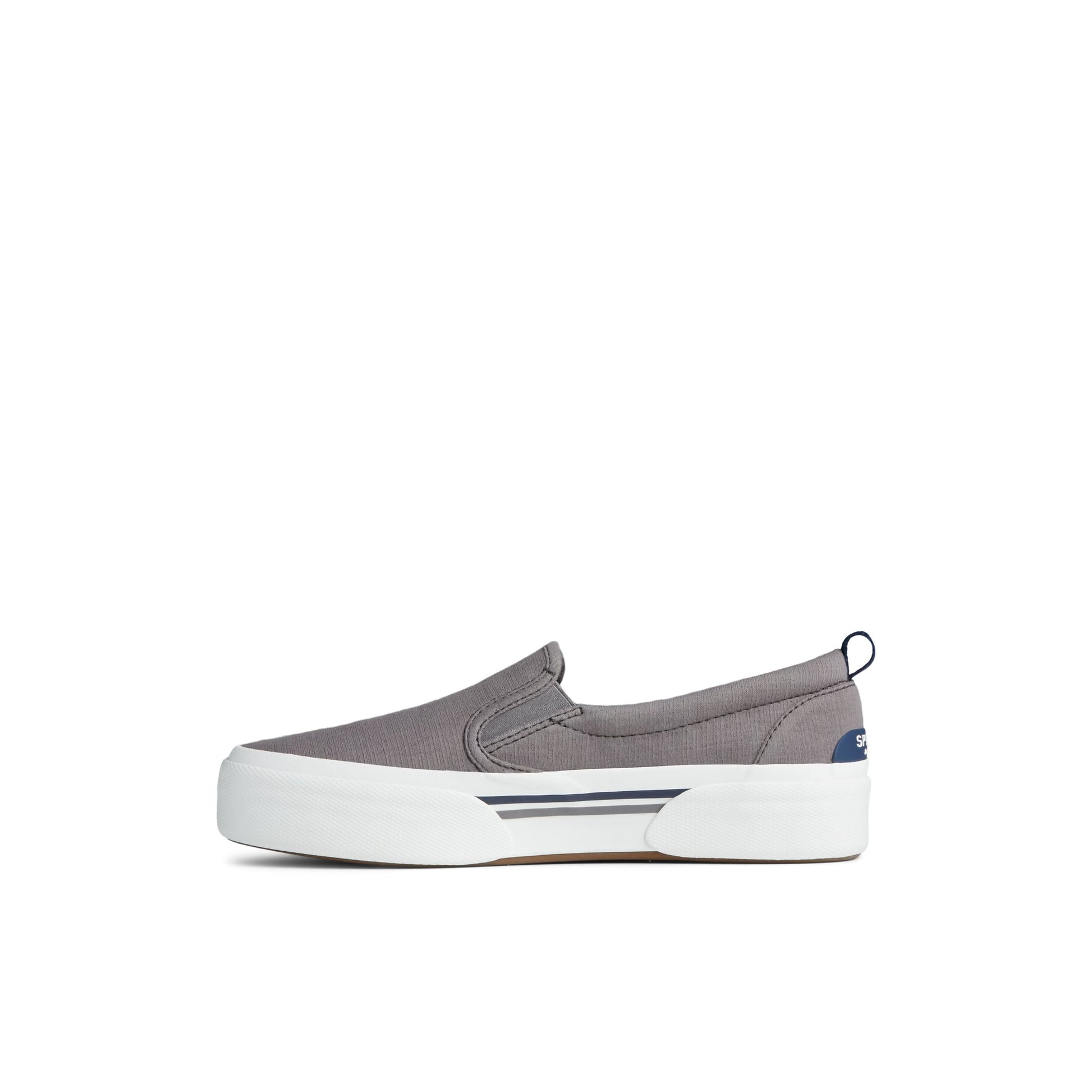 Side view of Grey Pier Wave Platform Slip On Sneaker