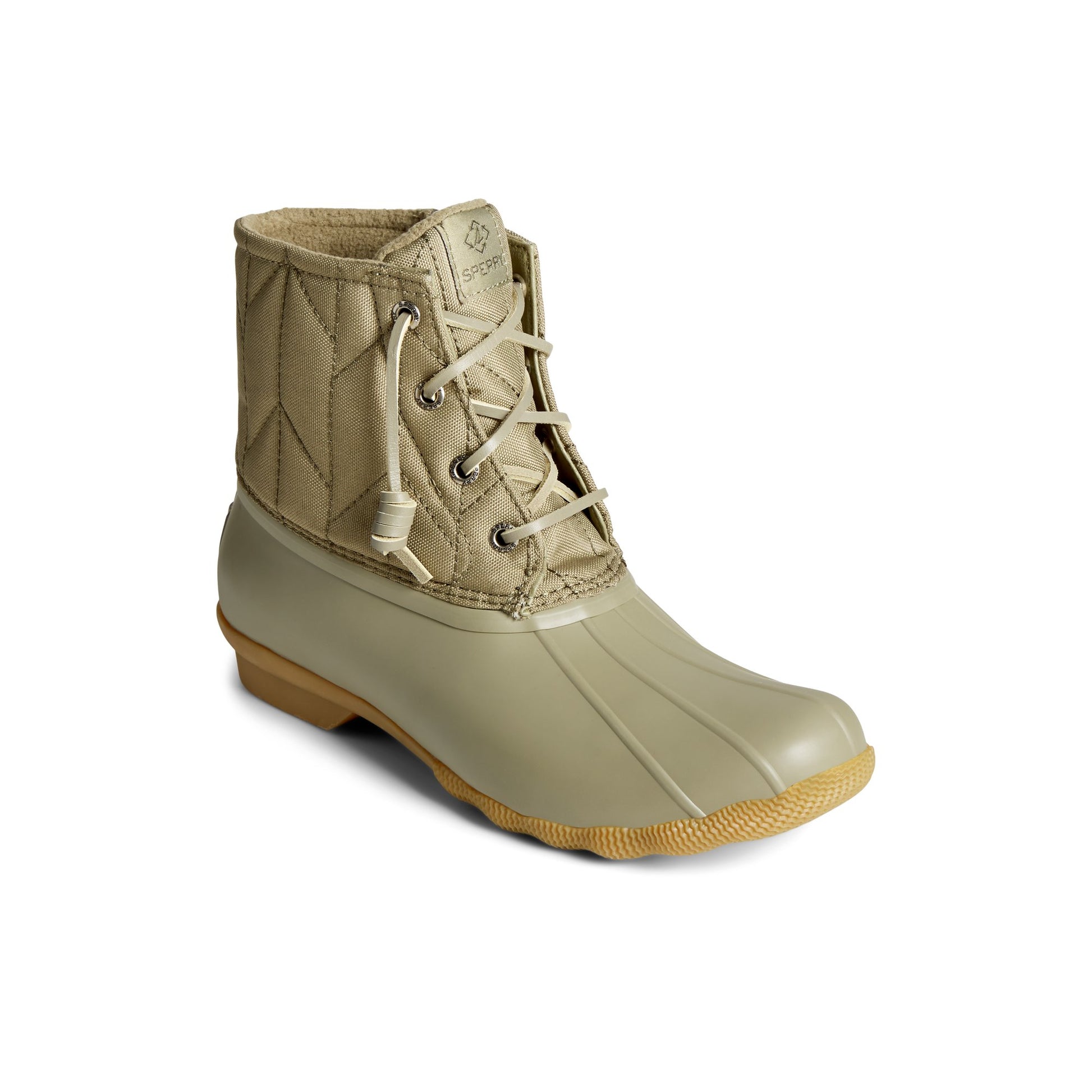 Three-quarter angle of Green SeaCycled™ Saltwater™ Nylon Duck Boot Duck Boots's front side