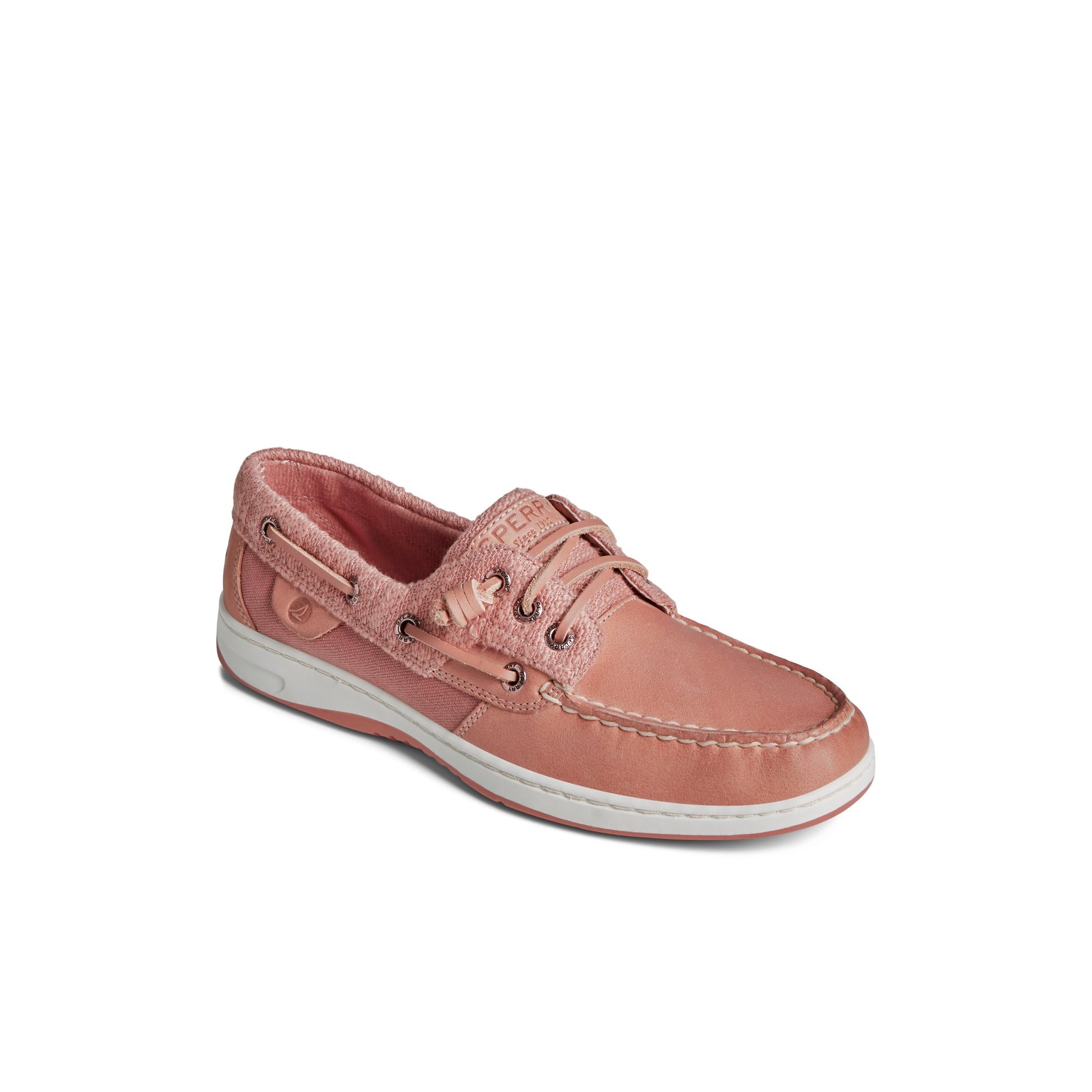 Three-quarter angle of Dark Pink Rosefish Boat Shoe Boat Shoes's front side