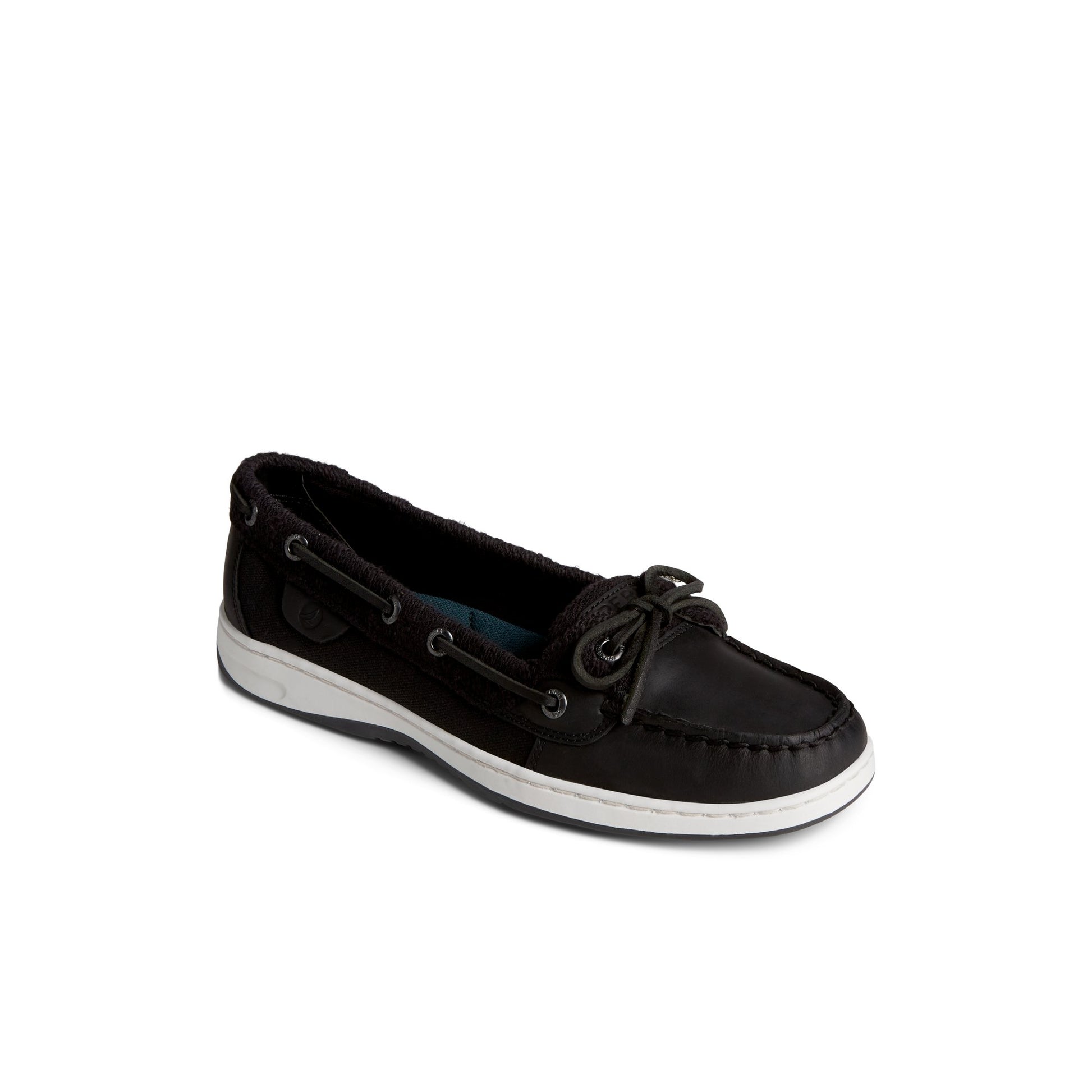 Three-quarter angle of Black Angelfish Boat Shoe Boat Shoes's front side