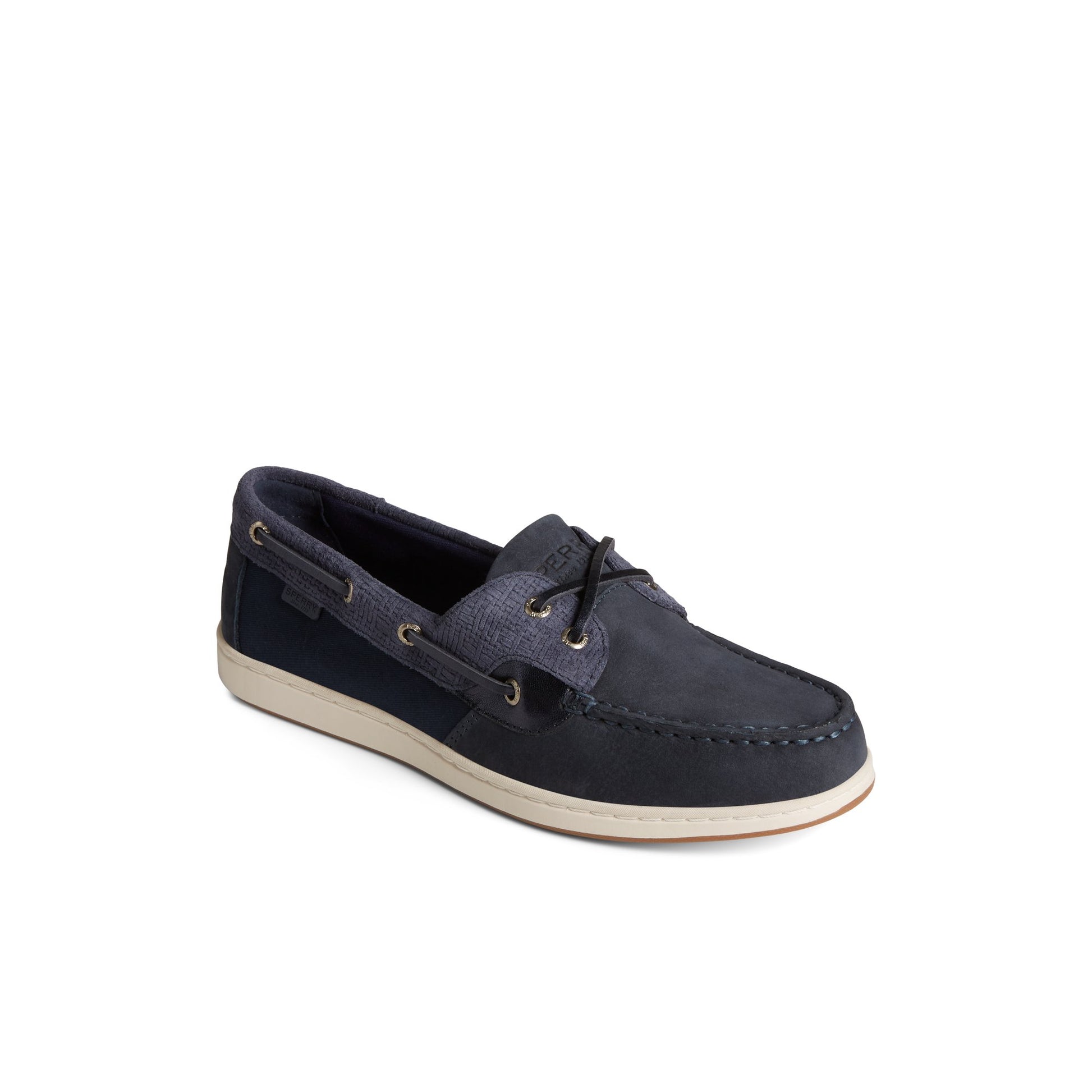 Three-quarter angle of Navy Coastfish Boat Shoe Boat Shoe's front side