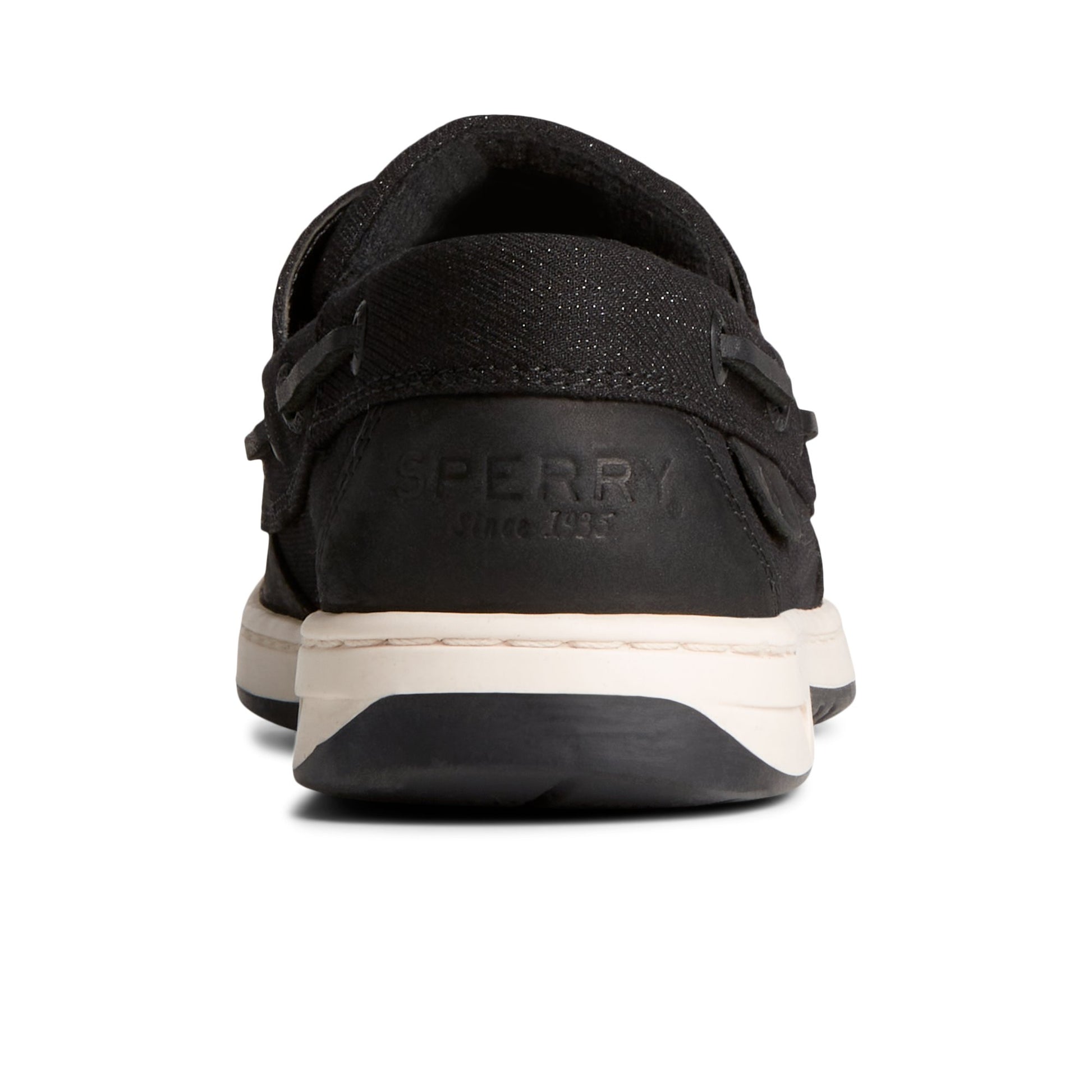 Close-up of the Black Bluefish Boat Shoe