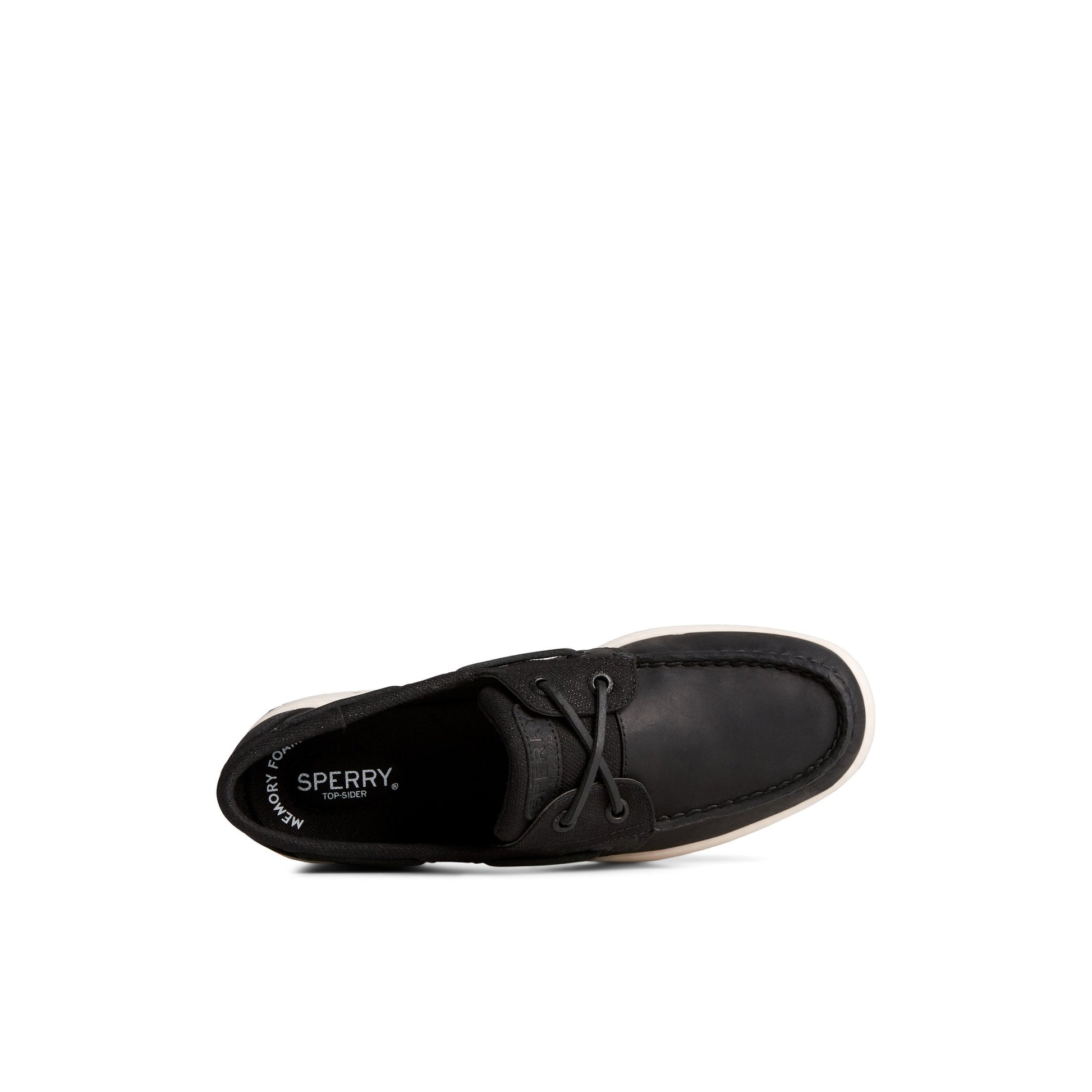 Top-down view of the Black Bluefish Boat Shoe