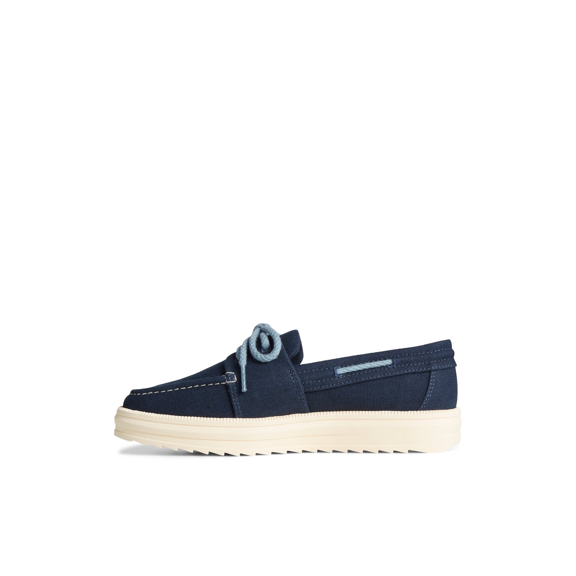 Side view of Navy Cruise Plushwave Sneaker