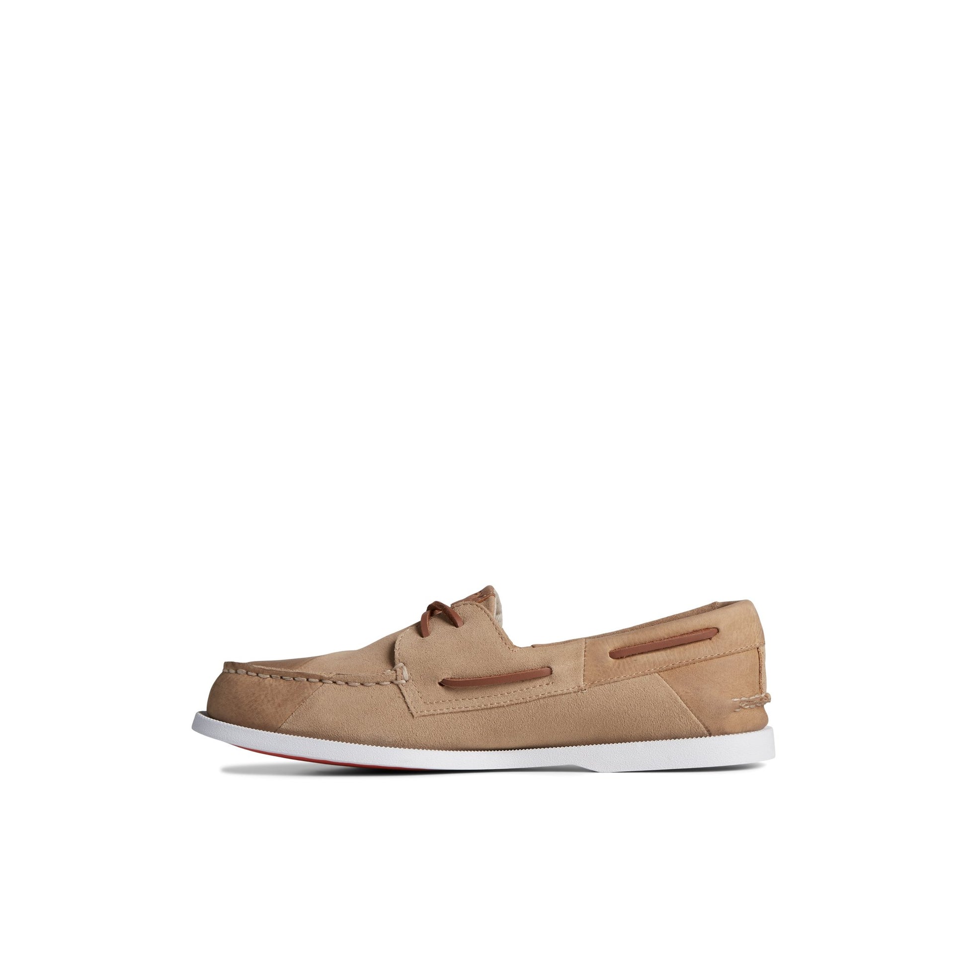 Side view of Medium Beige Authentic Original™ 2 Eye Boat Shoe
