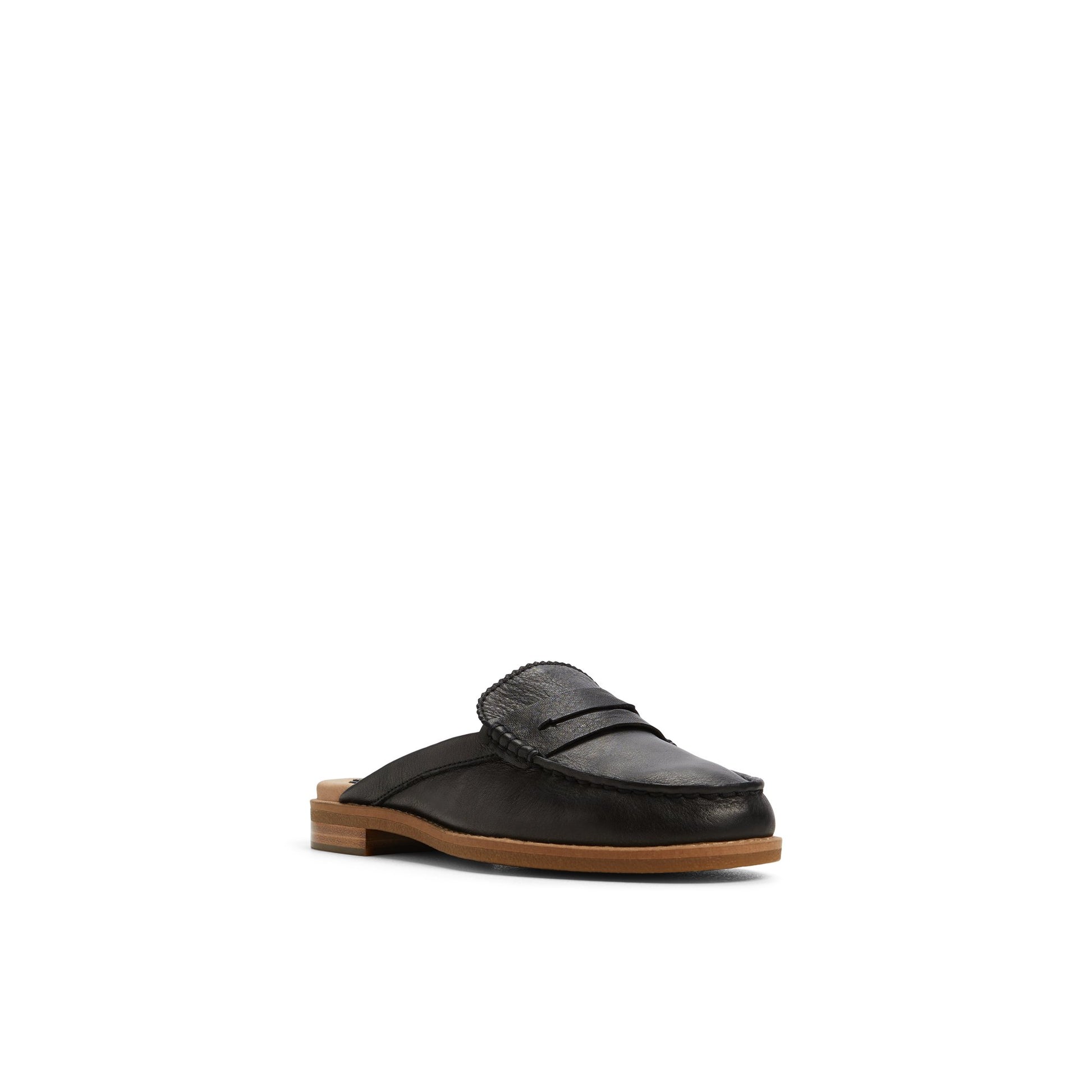 Side view of Black Seaport Fina Mule Mules