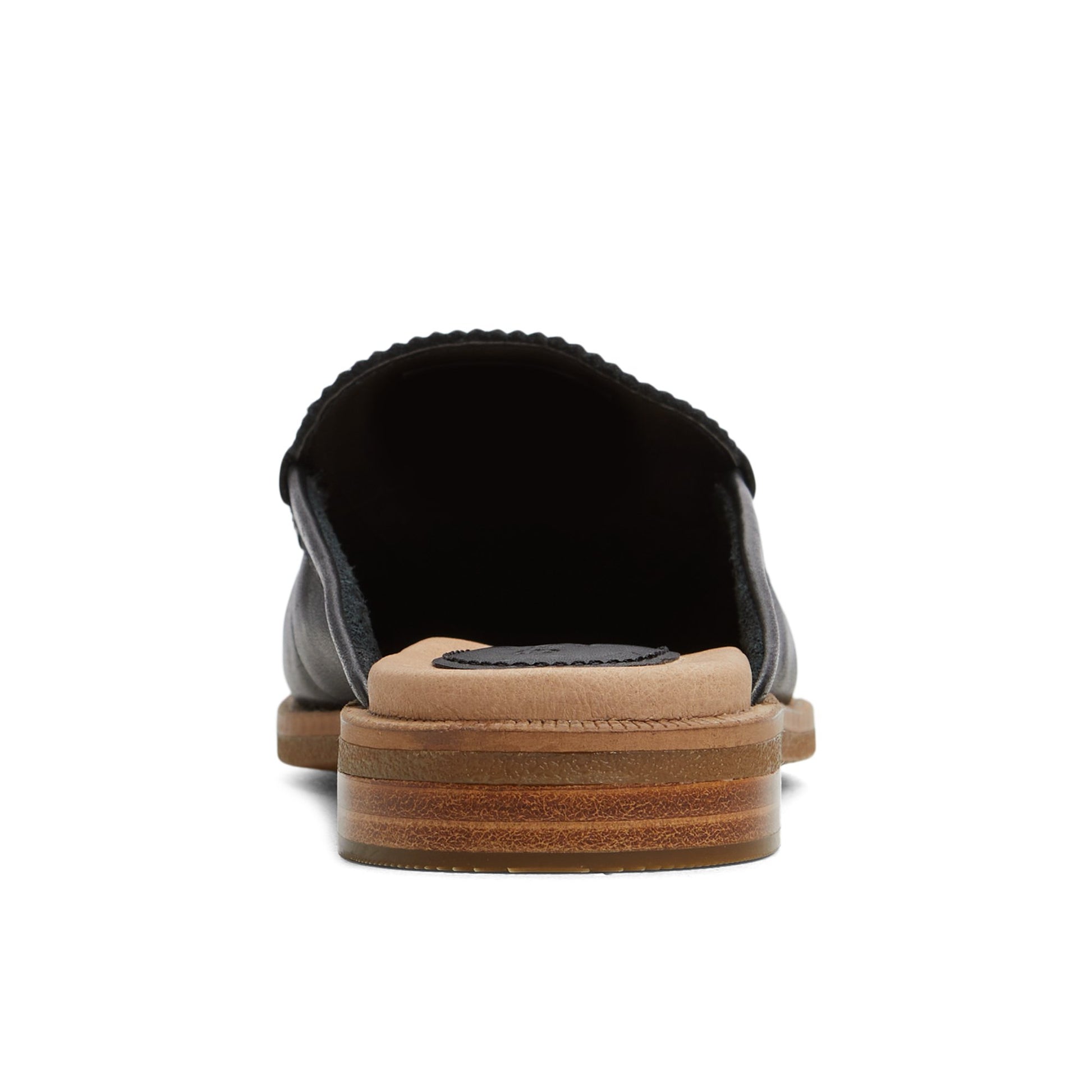 Three-quarter angle of Black Seaport Fina Mule Mules's front side