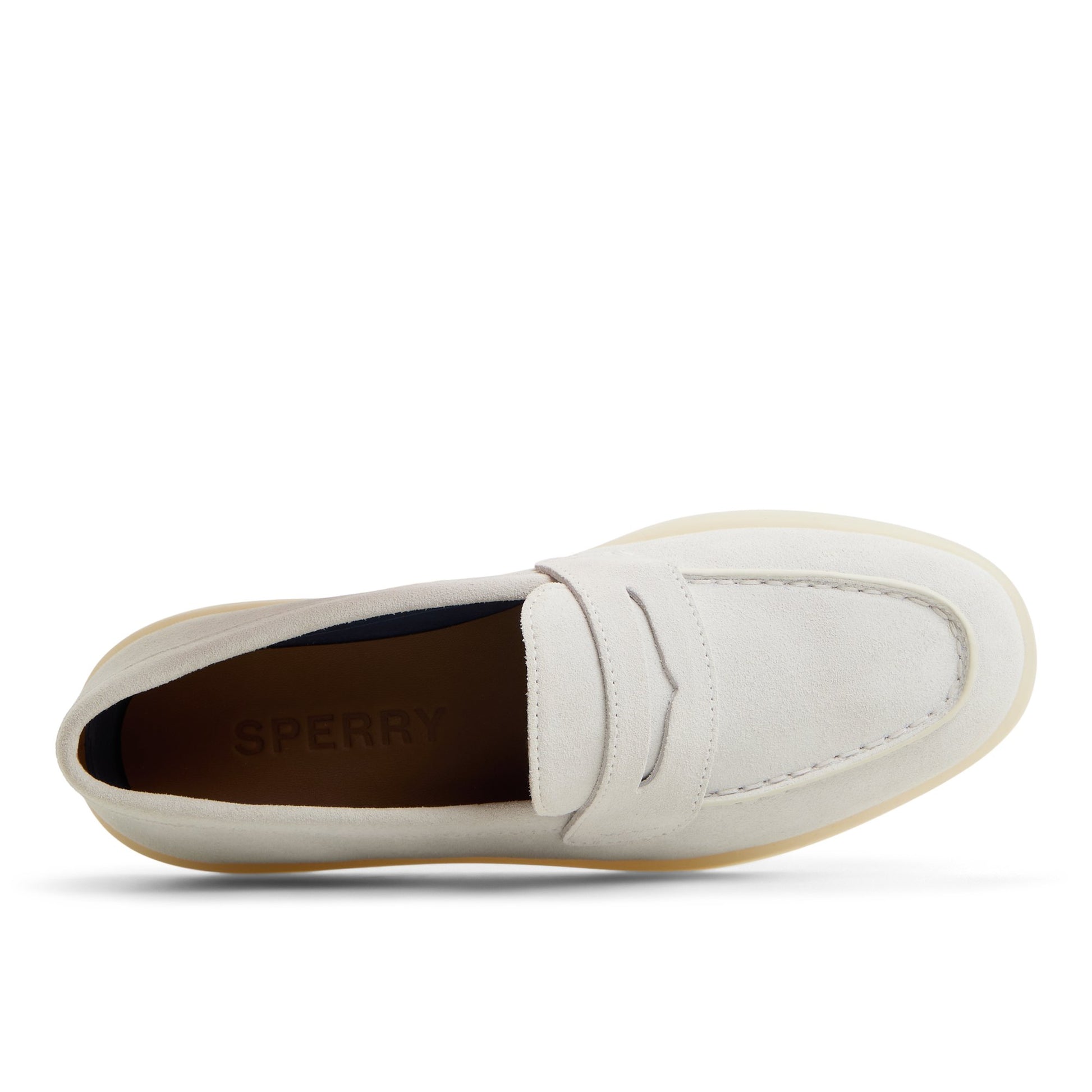 Top-down view of the White Wedge Cupsole Penny Ladies Penny Loafer