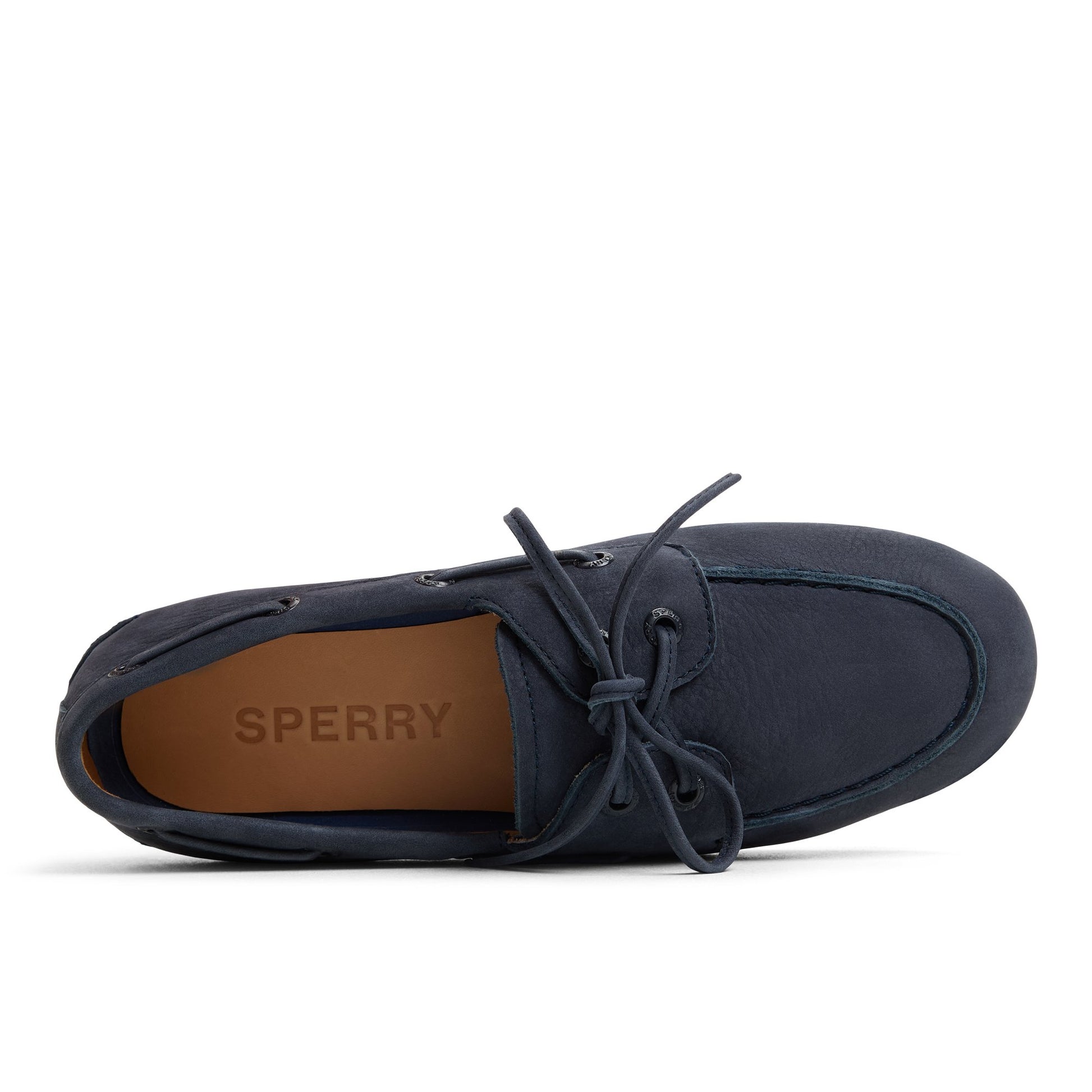 Top-down view of the Navy Slim Boat Shoe Boat Shoes