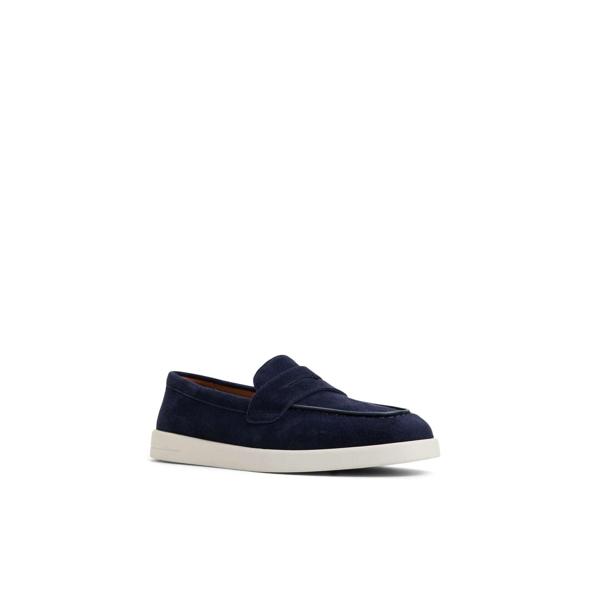 Side view of Navy Wedge Cupsole Penny Ladies Penny Loafer