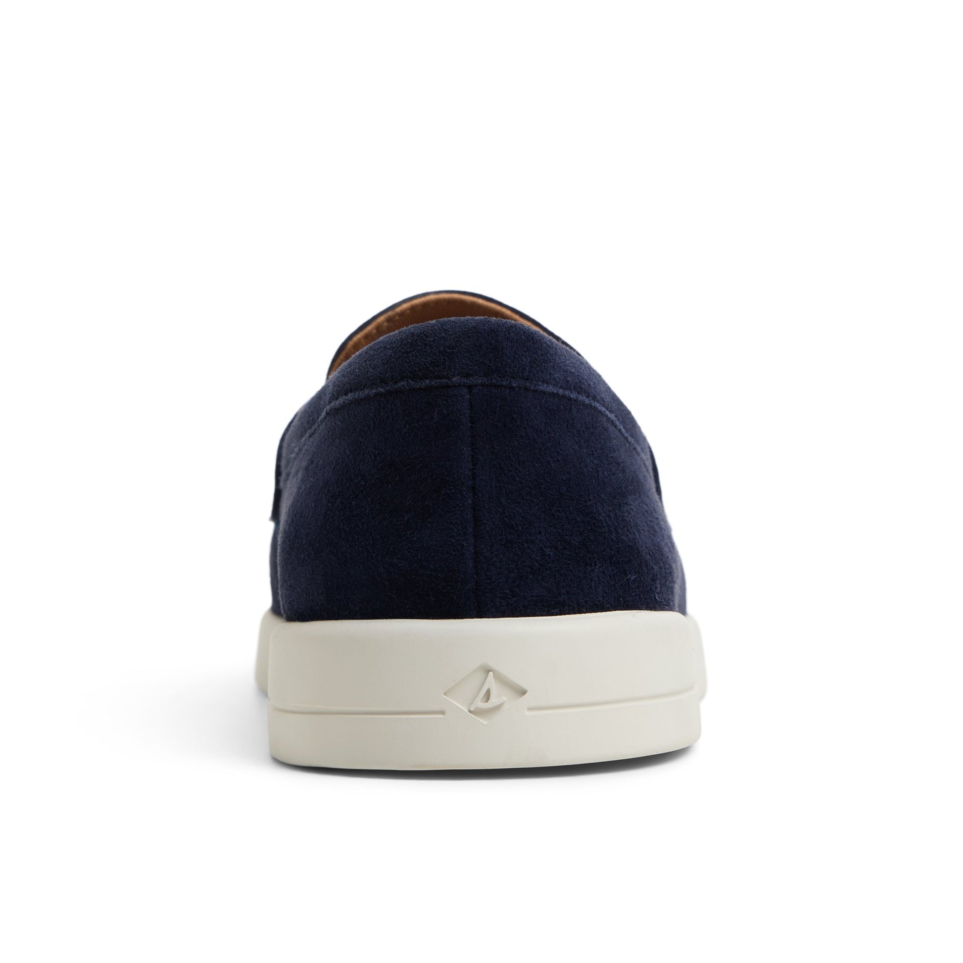 Three-quarter angle of Navy Wedge Cupsole Penny Ladies Penny Loafer's front side