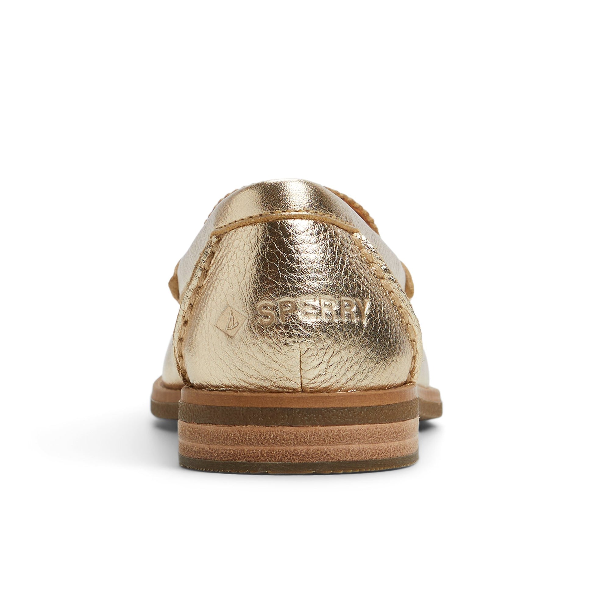 Three-quarter angle of Gold Seaport Penny Loafers Penny Loafer's front side