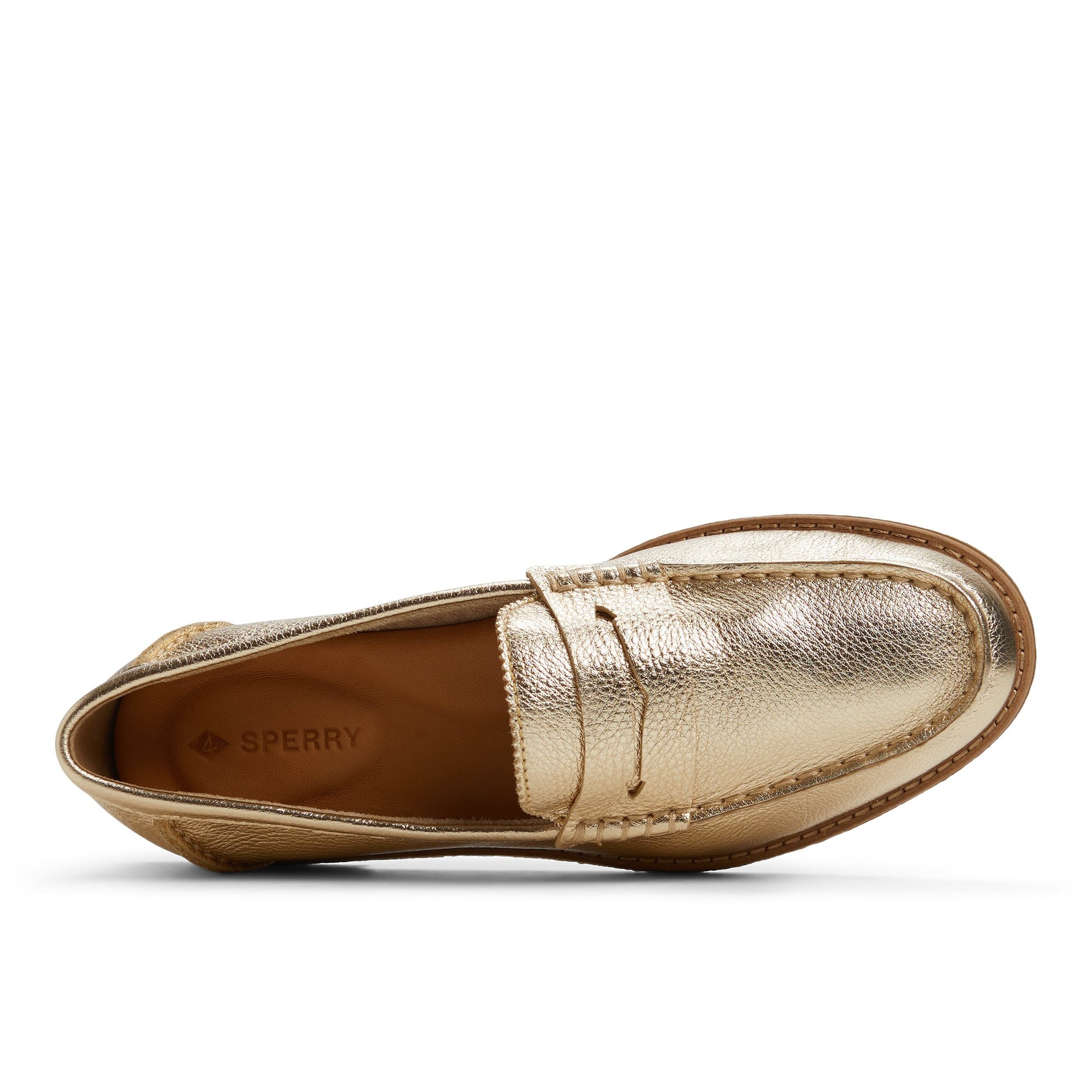 Top-down view of the Gold Seaport Penny Loafers Penny Loafer