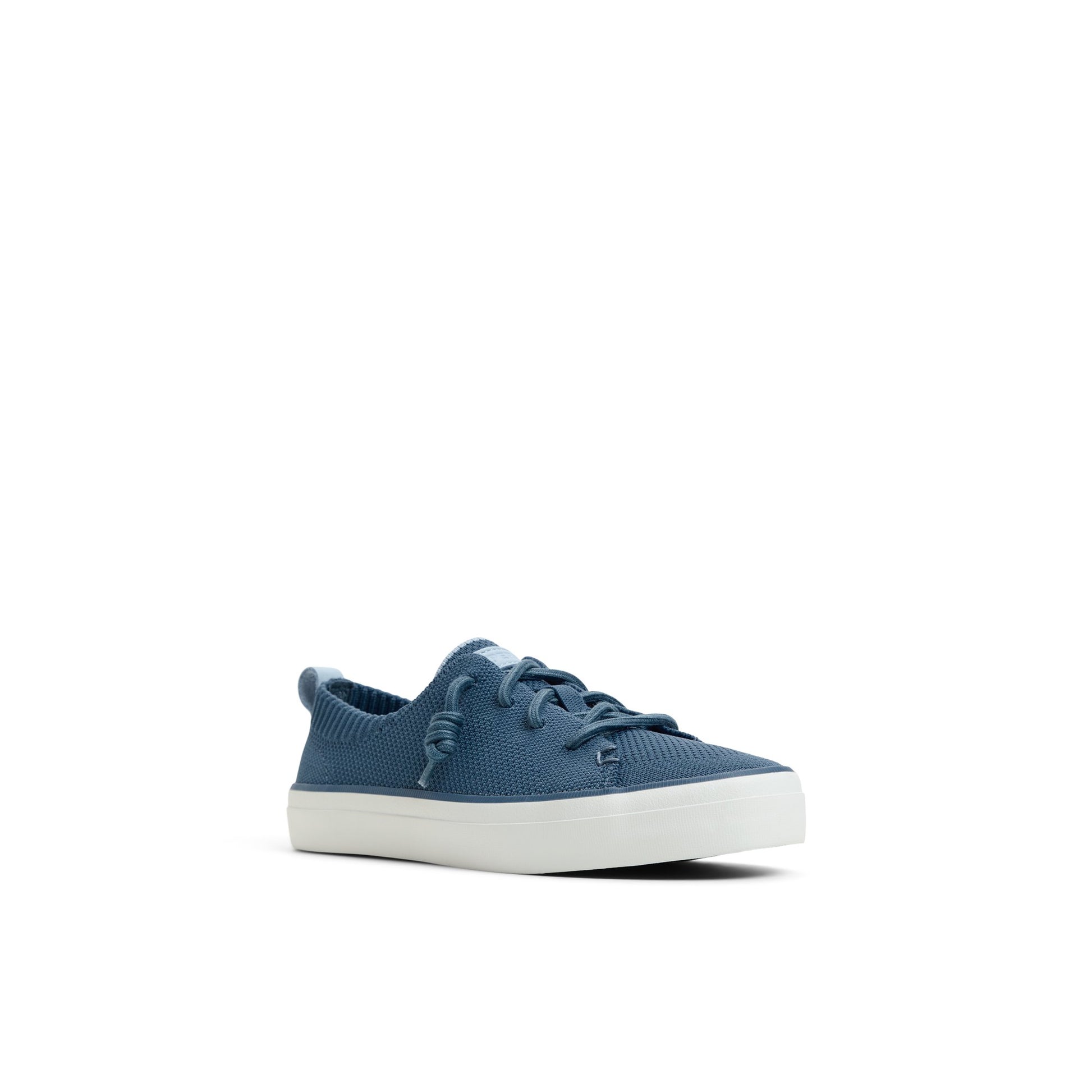 Side view of Navy Crest Vibe Knit Sneaker Low Top Sneakers