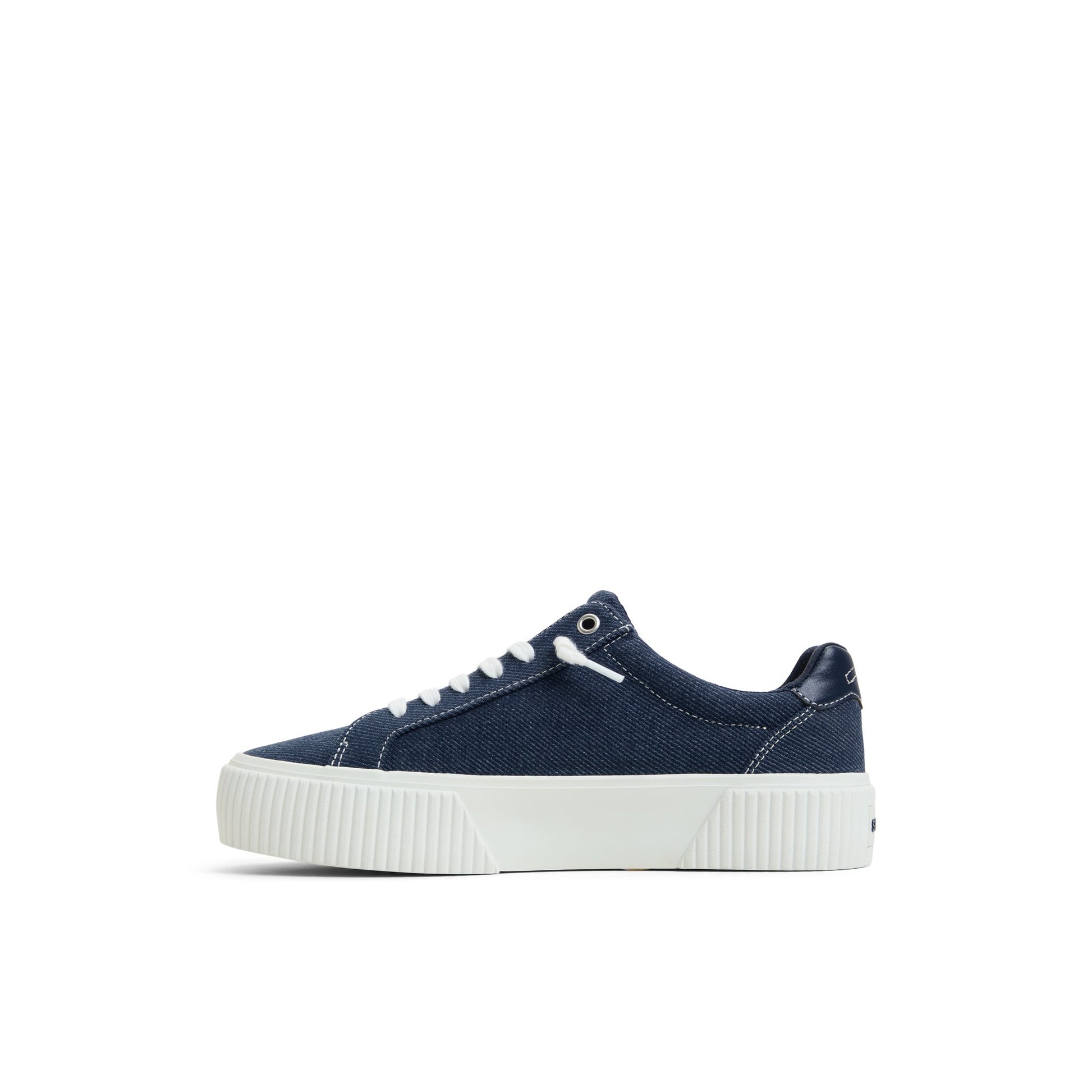 Three-quarter angle of Navy Bermuda Lace to Toe Platform Sneakers Low Top Sneakers's back side