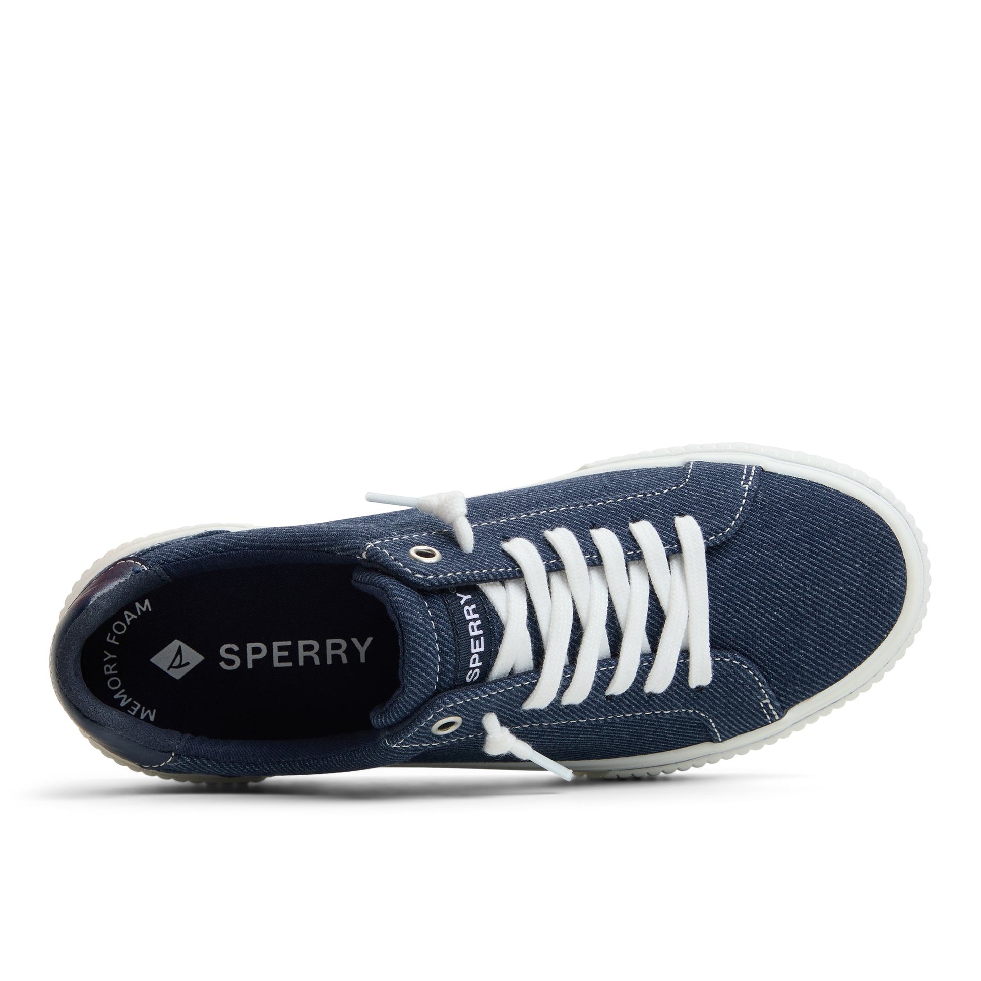 Top-down view of the Navy Bermuda Lace to Toe Platform Sneakers Low Top Sneakers
