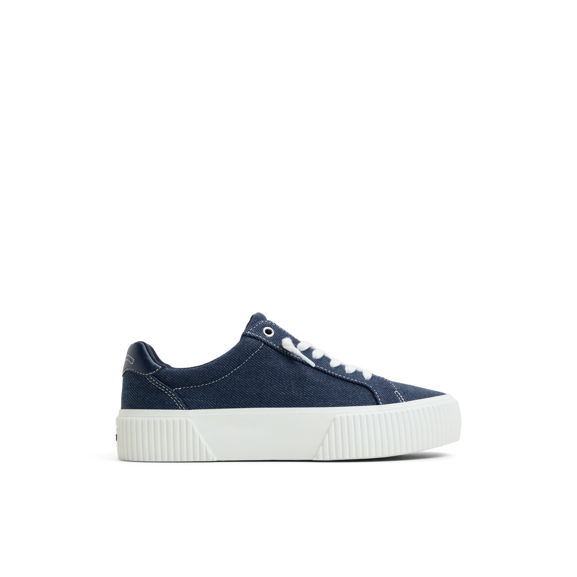 Main View of Navy Bermuda Lace to Toe Platform Sneakers Low Top Sneakers for Womens