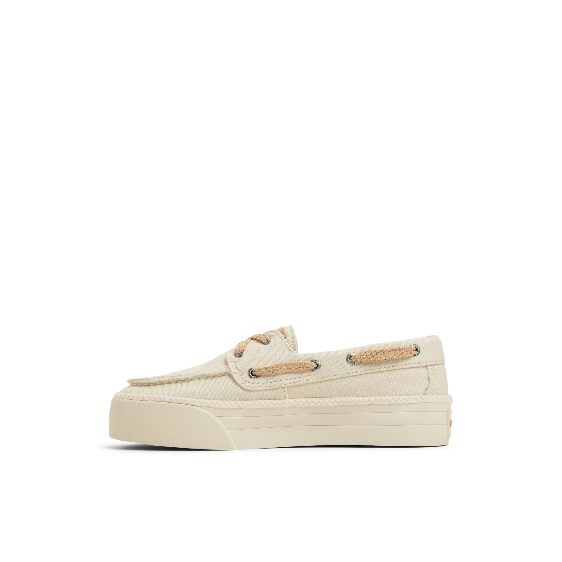 Three-quarter angle of Cream Bahama 3.0 Sneaker Boat Shoes's back side