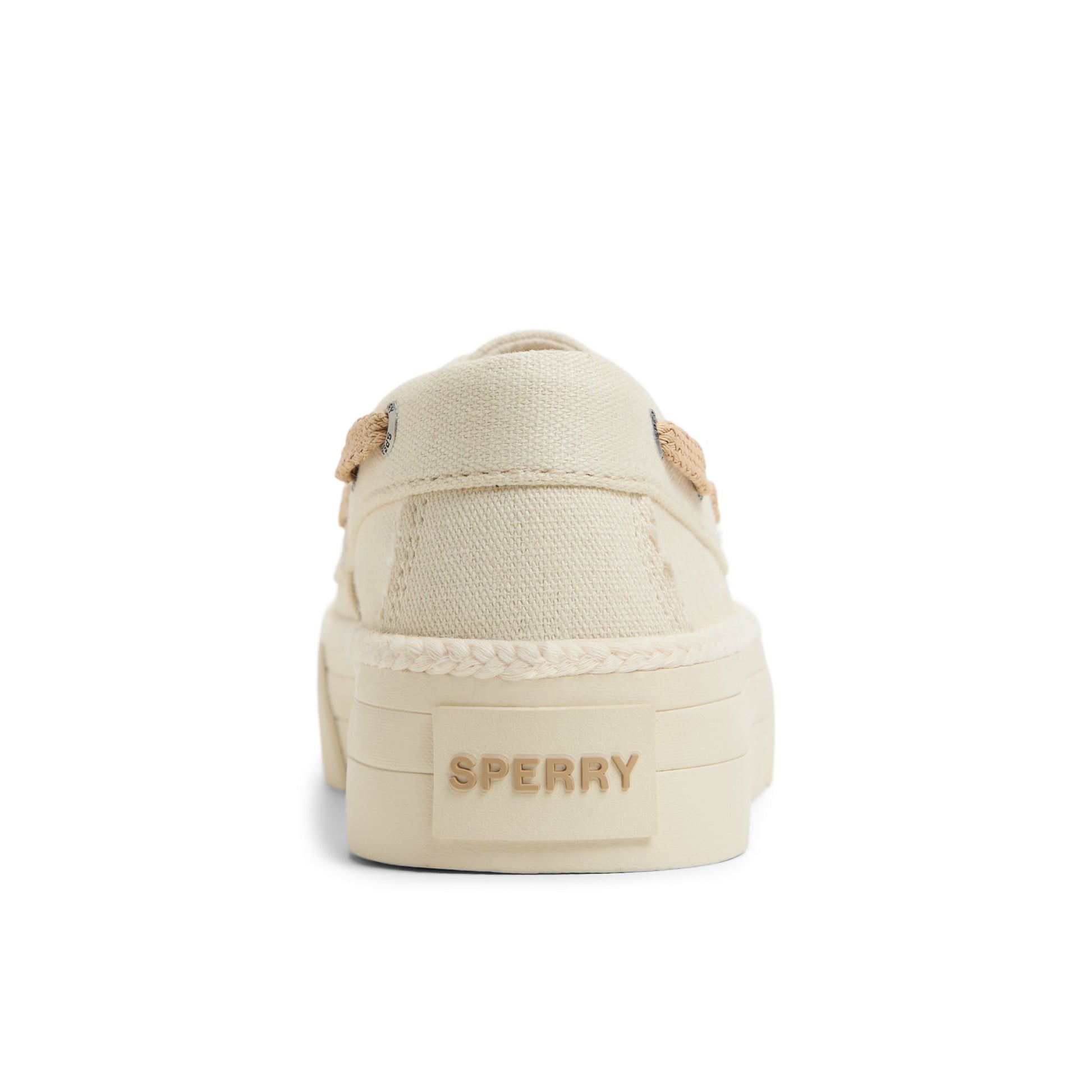 Three-quarter angle of Cream Bahama 3.0 Sneaker Boat Shoes's front side