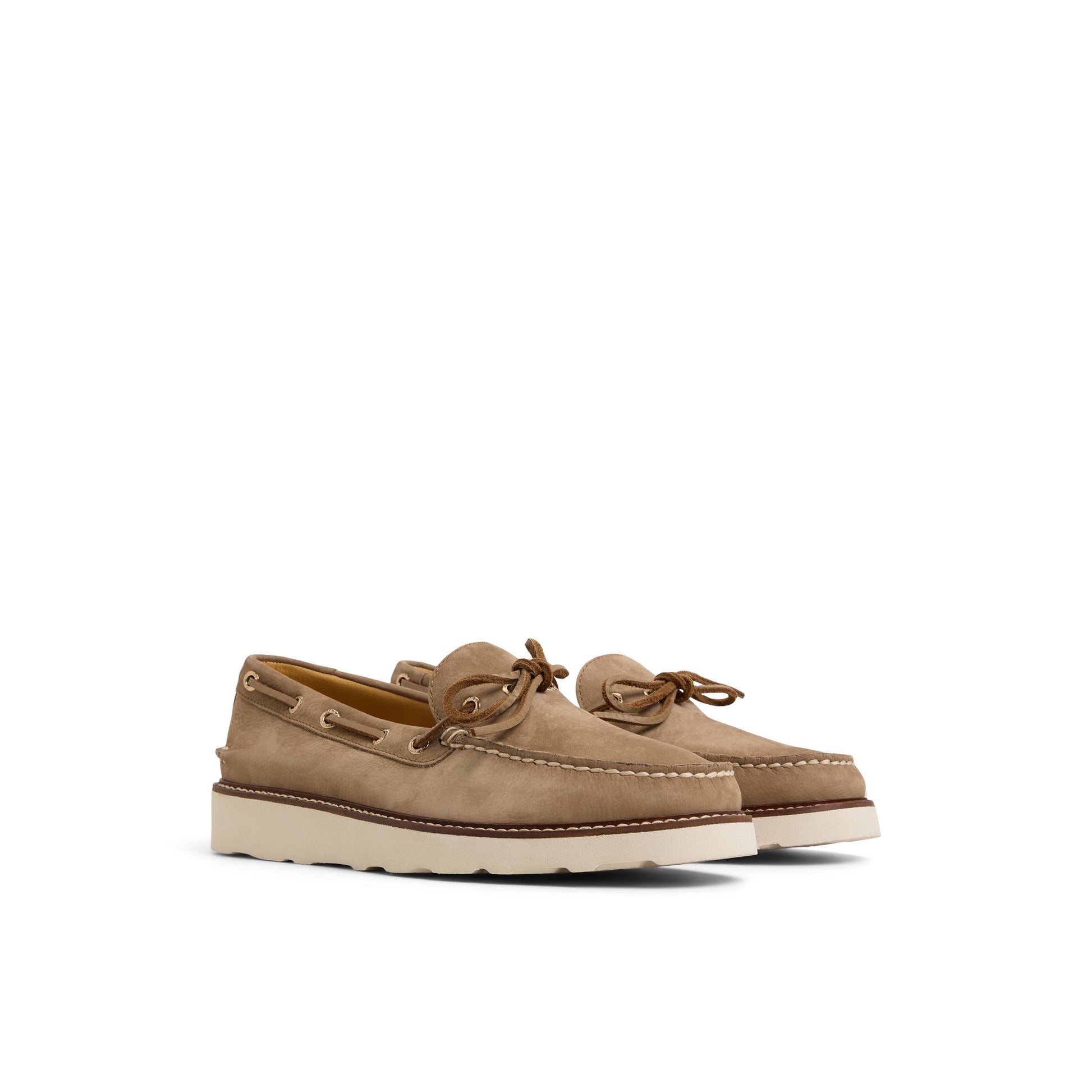 Side view of Other Beige Gold Cup™ Vibram Boat Shoe Driver Loafer Casual Shoes