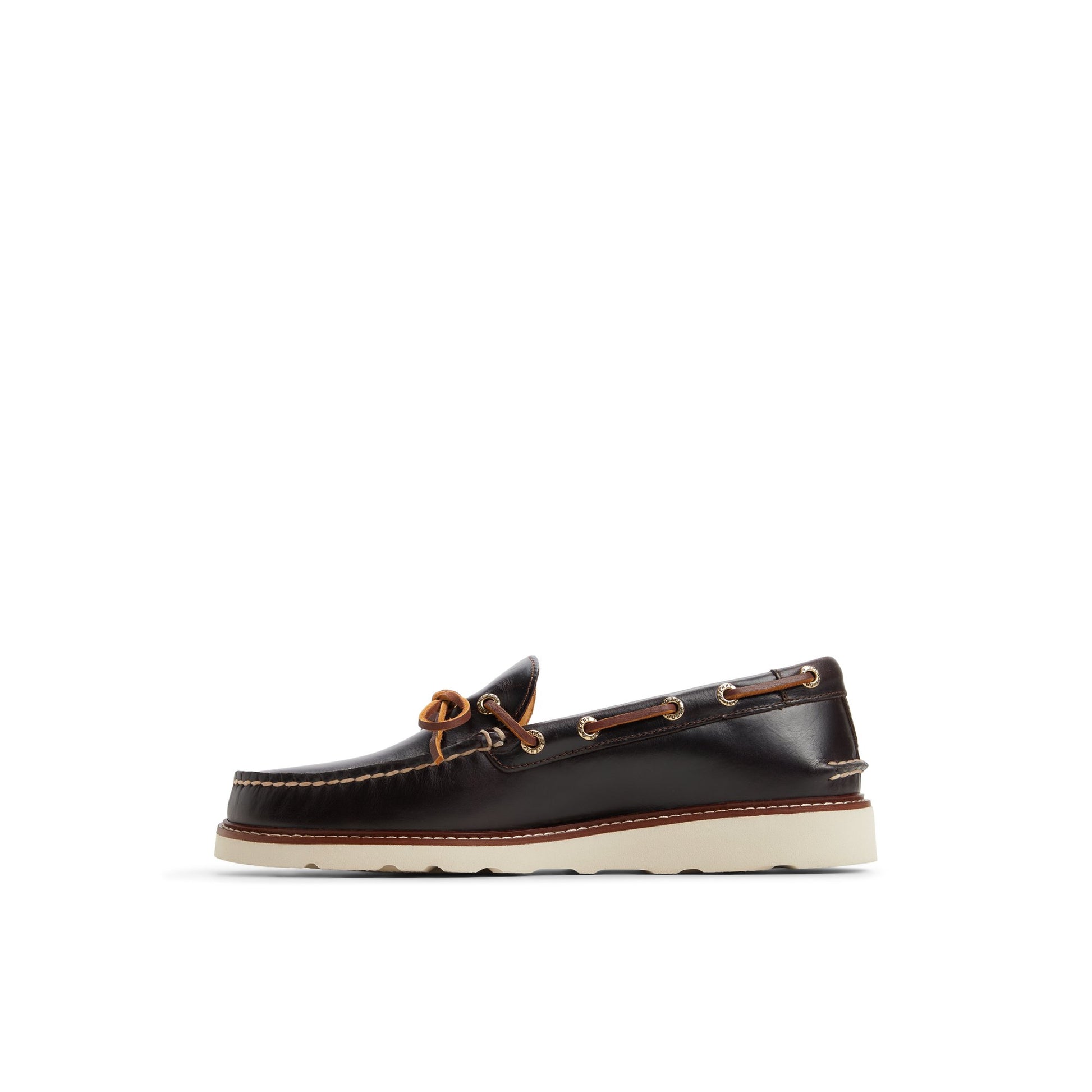 Three-quarter angle of Dark Brown Gold Cup™ Vibram Boat Shoe Driver Loafer Casual Shoes's back side