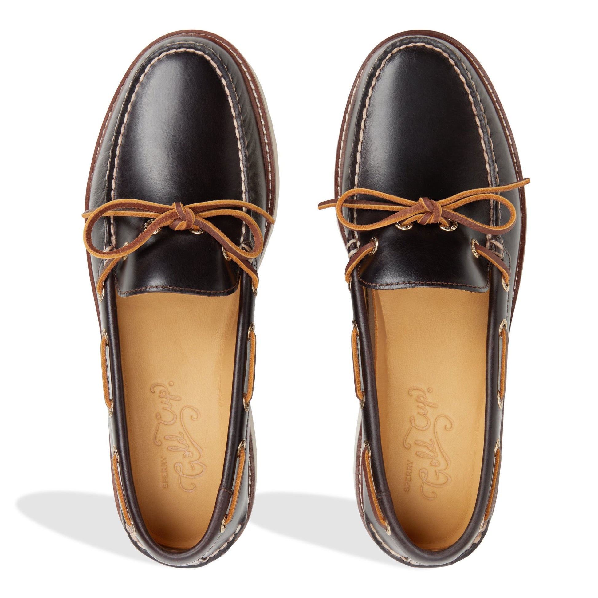 Top-down view of the Dark Brown Gold Cup™ Vibram Boat Shoe Driver Loafer Casual Shoes